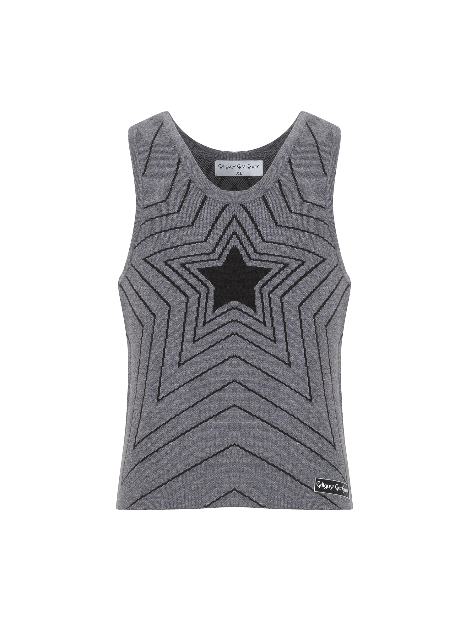 CYCYCY Retro Star Intarsia Knit Vest-Vest-S-Gray-Free Shipping Leatheretro