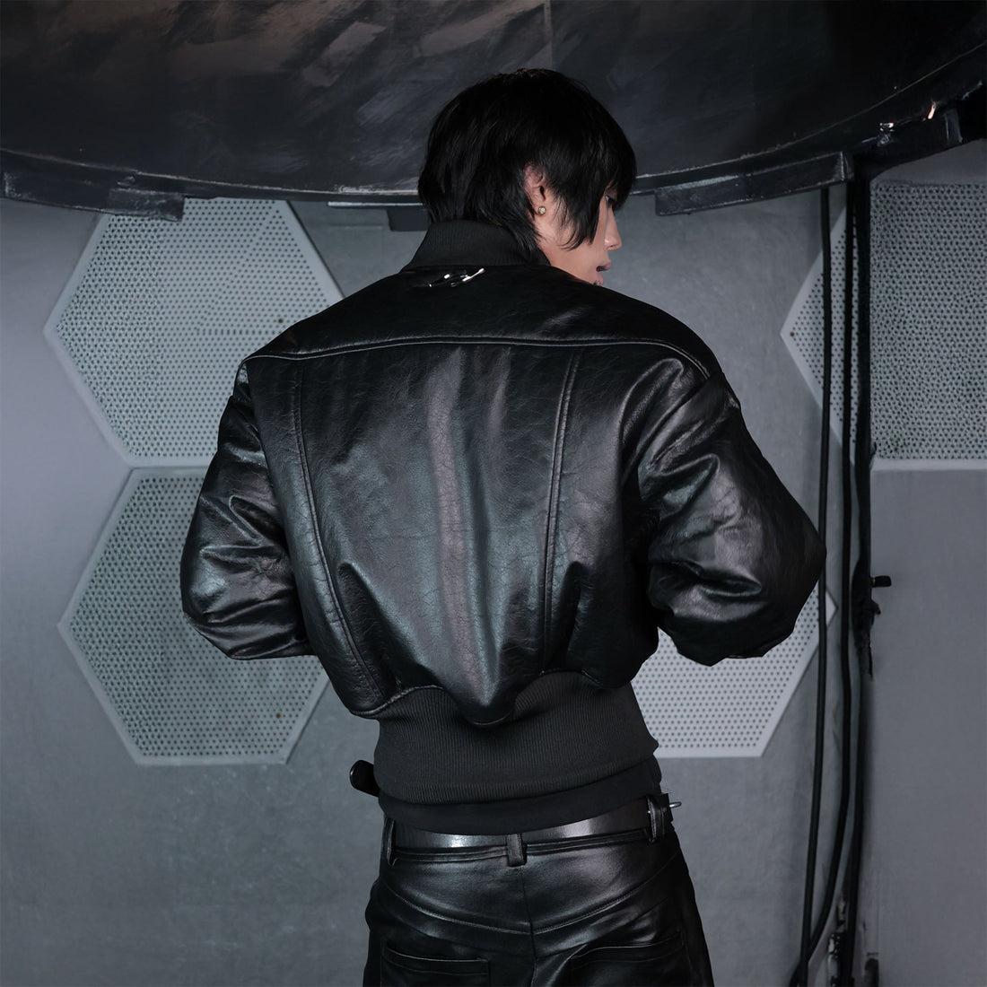 SSIN7 Panel Cinched Bomber Jacket-Jacket-S-Free Shipping Leatheretro