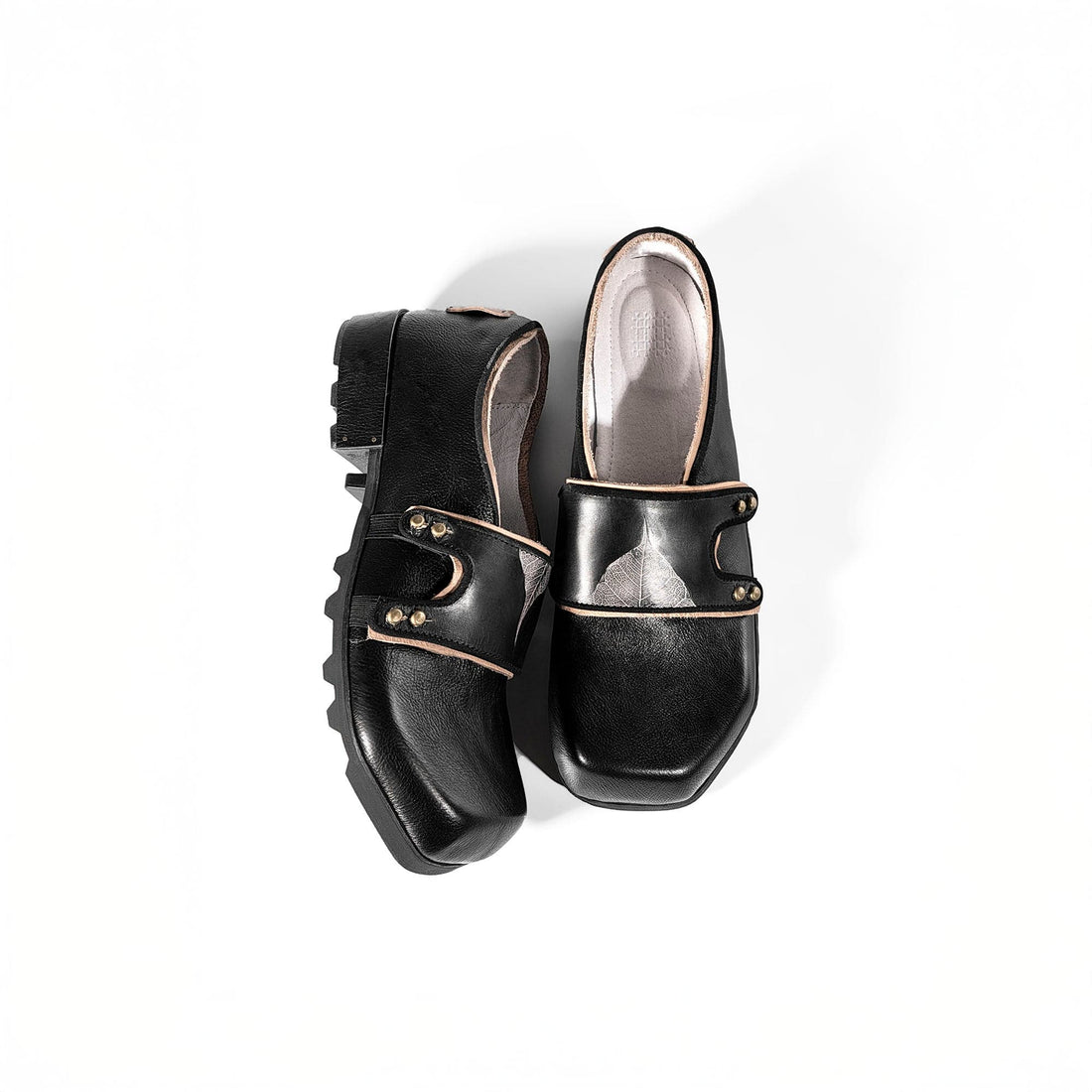 REWRITE¡ÁNO SENSE Leaf Cowhide Velcro Loafers-Shoes-38.5-Free Shipping Leatheretro
