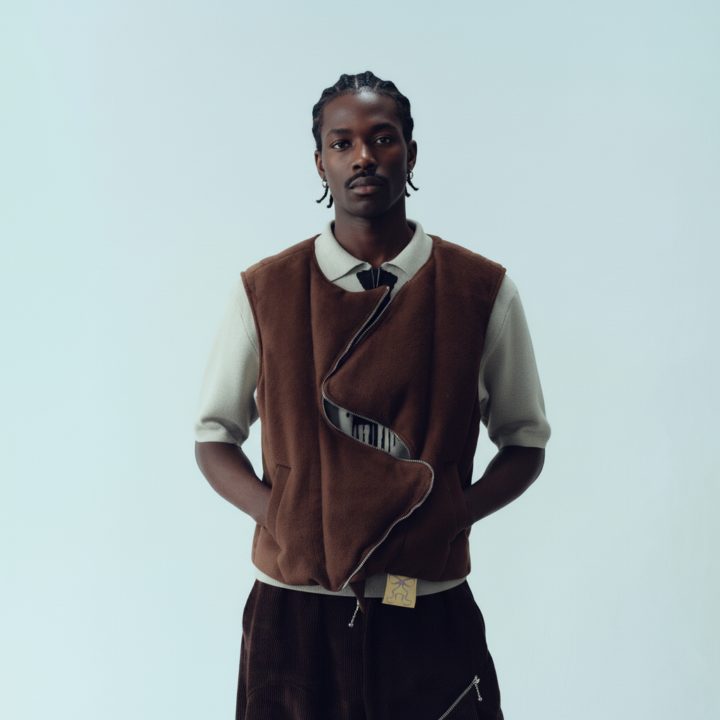 KADAKADA Curved Zip Suede-Puff Vest-Vest-M (Preorder)-Free Shipping Leatheretro