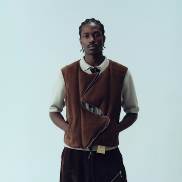 KADAKADA Curved Zip Suede-Puff Vest-Vest-M (Preorder)-Free Shipping Leatheretro