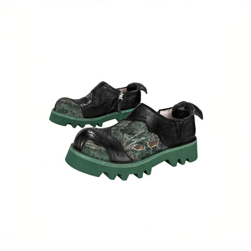 REWRITE Mural Graphics Leather Paneled Trail Loafers-Shoes-38.5-Free Shipping Leatheretro