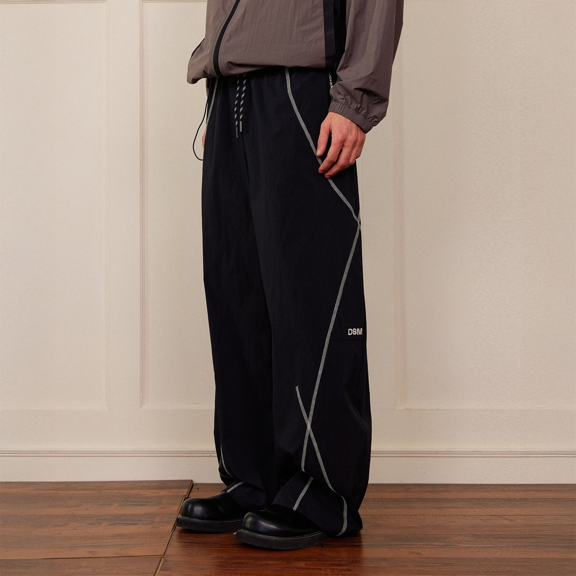 DONSMOKE Contrast Cross Stitch Quick-Dry Pants-Pants-S-Black-Free Shipping Leatheretro