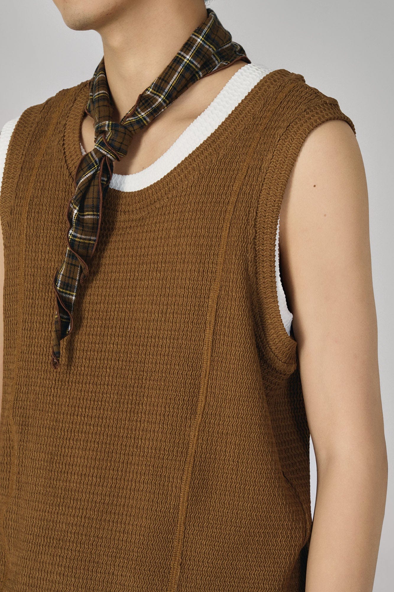 GONGHE REPUB Wavy Ribbed Vest-Vest-S-Brown-Free Shipping Leatheretro