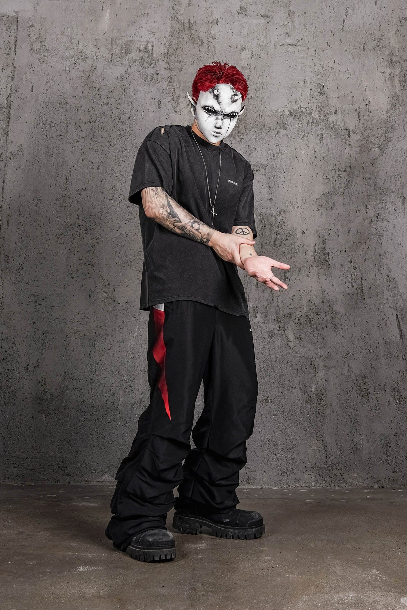 UNDERWATER Washed Ripped Gradient T-Shirt Black-T Shirt-S-Free Shipping Leatheretro