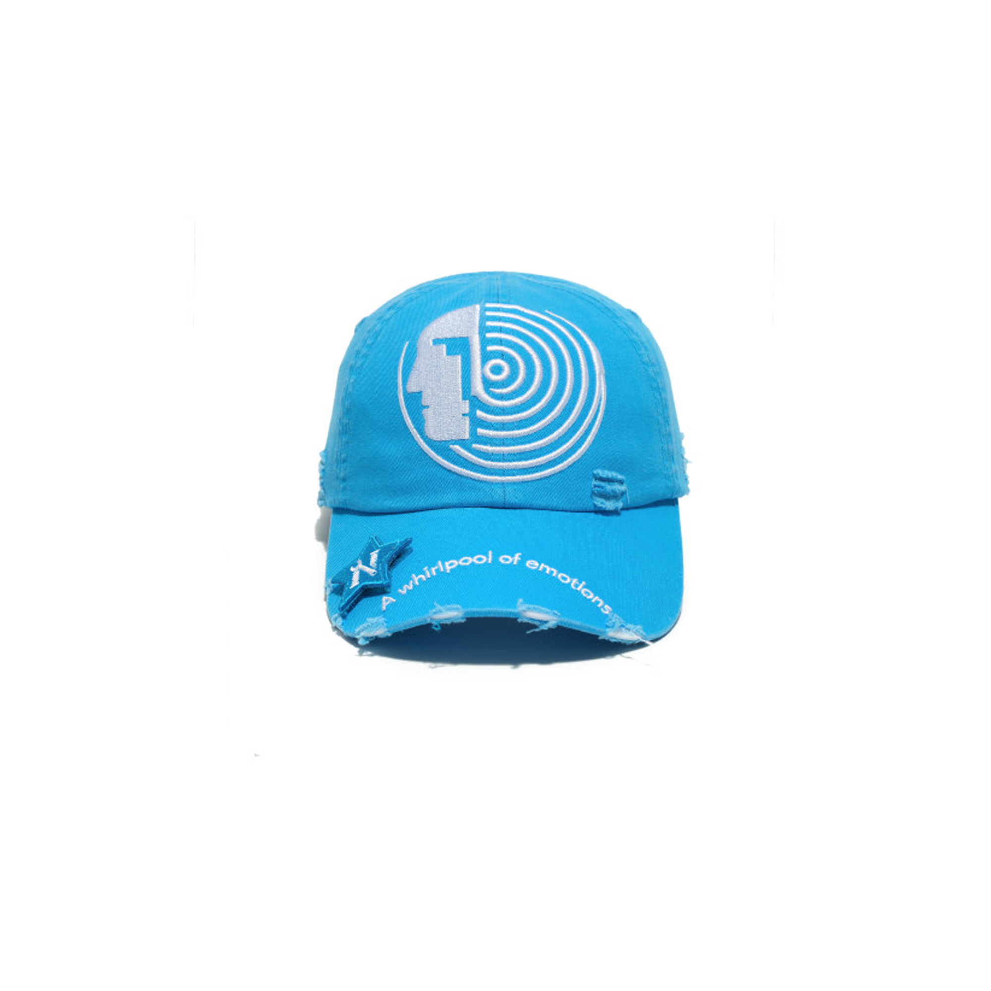 NOTHINGNESS WORLD Distressed Embroidered LOGO Dad Cap-Hat, Cap, Beanie-One Size-Blue-Free Shipping Leatheretro