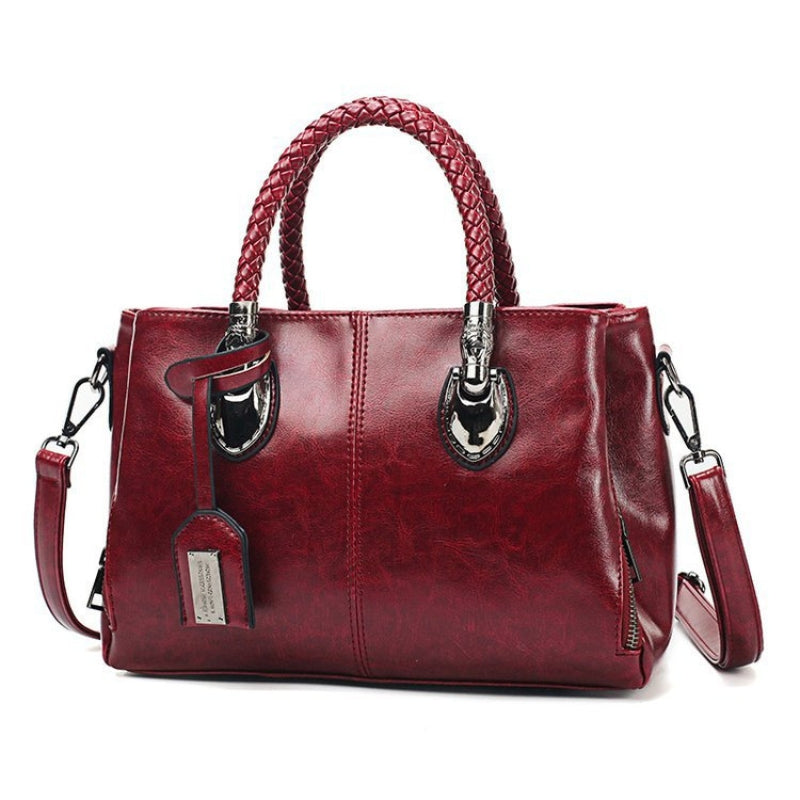 CrossBorder Trends Oil Wax Leather Messenger Bag - Vintage Women Stylish Handbag-Shoulder Bag-Red Wine-Free Shipping Leatheretro