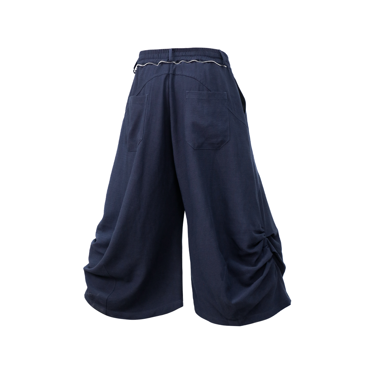 RELABEL Tencel-Acetate Ruched Oversized Shorts-Shorts-XS-Navy-Free Shipping Leatheretro