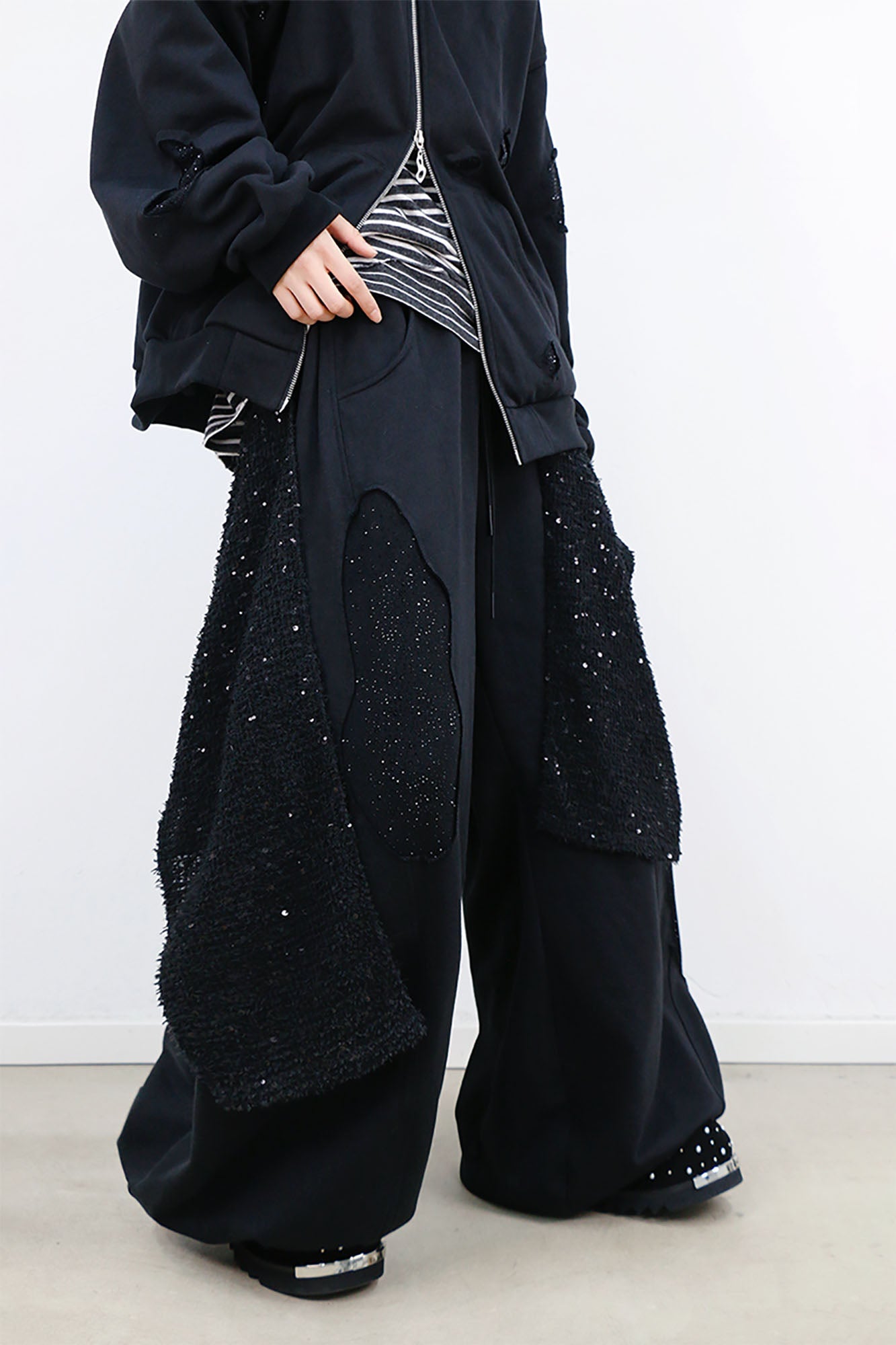 RELABEL Detachable Diamond Drape Oversized Sweatpants-Pants-XS (Preorder)-Free Shipping Leatheretro