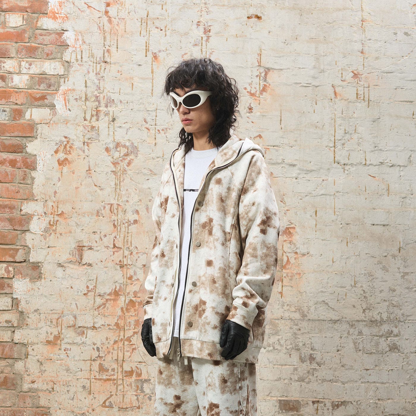 RELABEL Washed Cement-Dyed Double-Hat Zip-Up Hoodie-Hoodie-S-Free Shipping Leatheretro