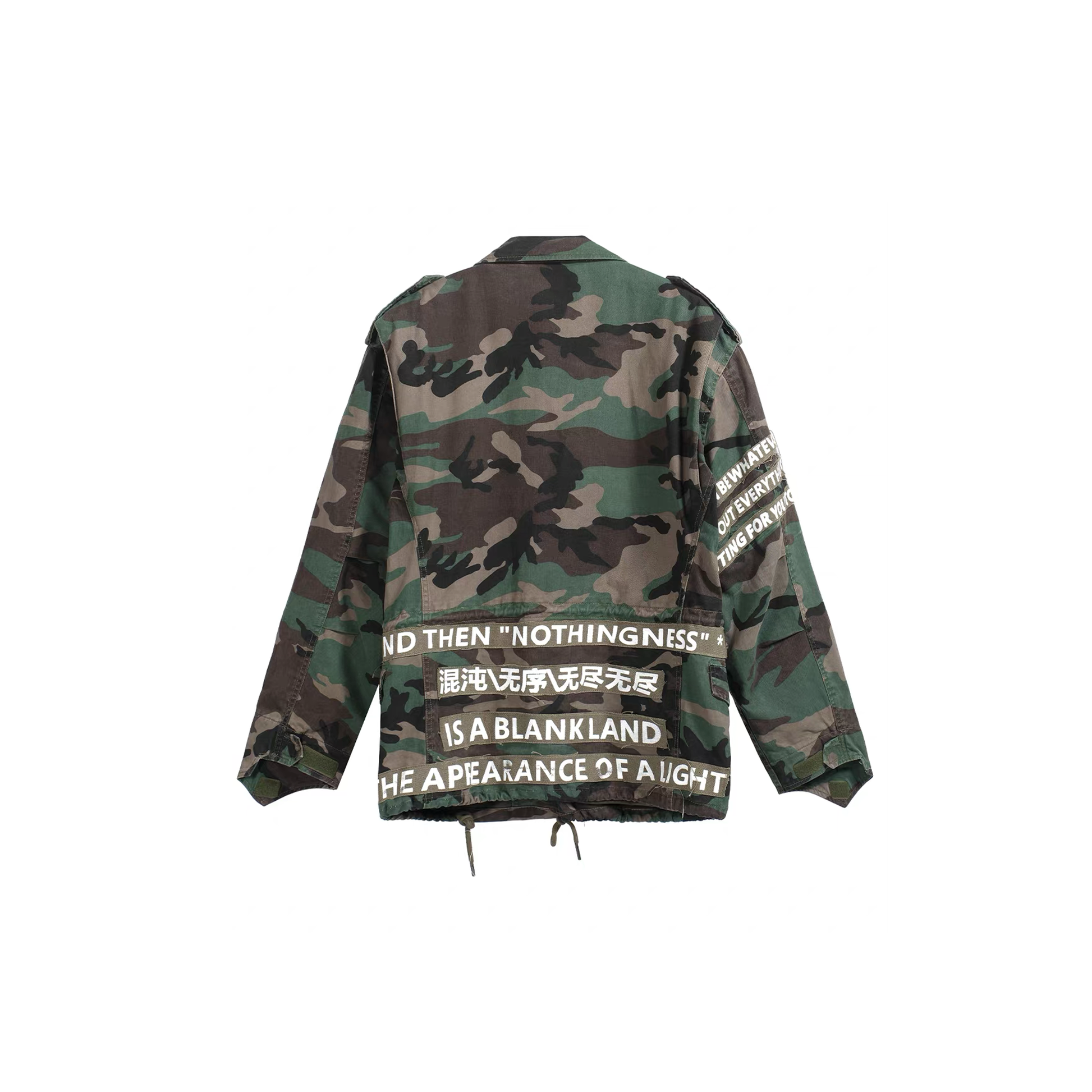 NOTHINGNESS WORLD Slogan Patchwork Multi-Pocket Utility Jacket-Jacket-S-Green-Free Shipping Leatheretro