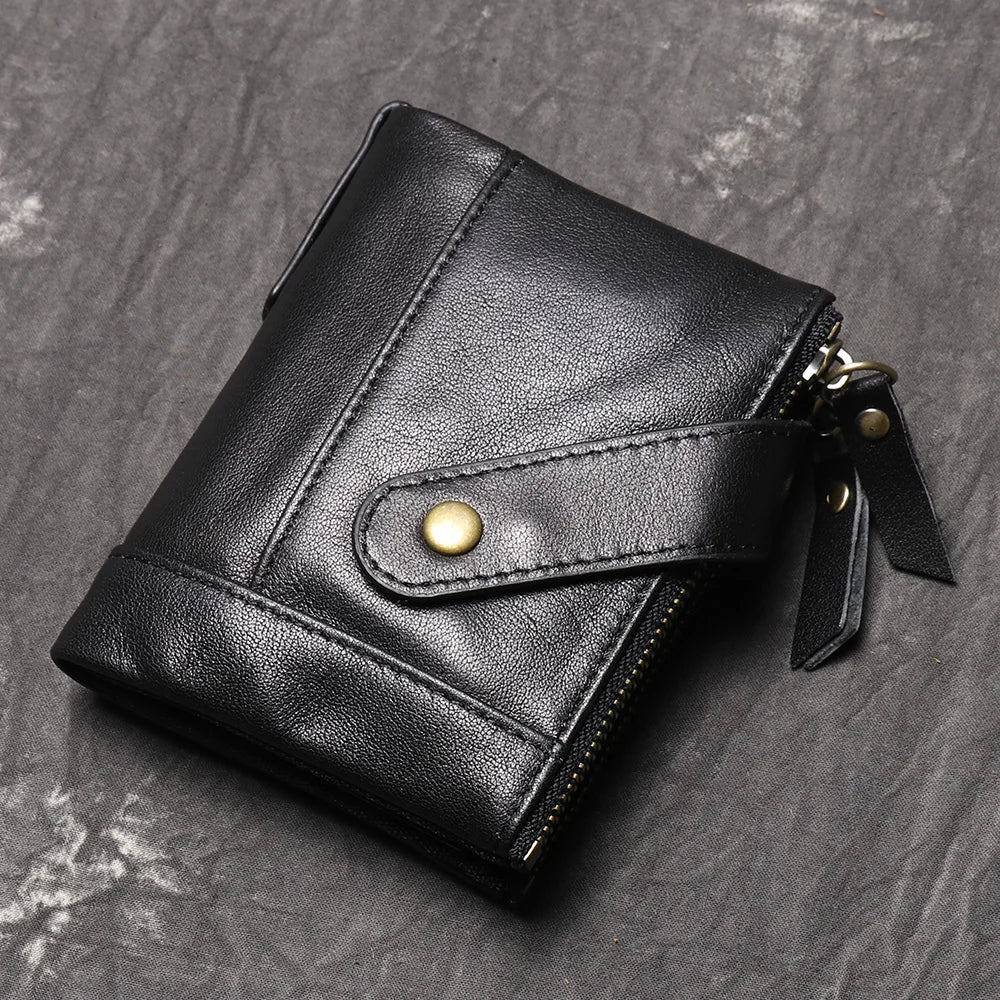 Premium Genuine Leather Men's Wallet-Wallets & Money Clips-Black-Free Shipping Leatheretro