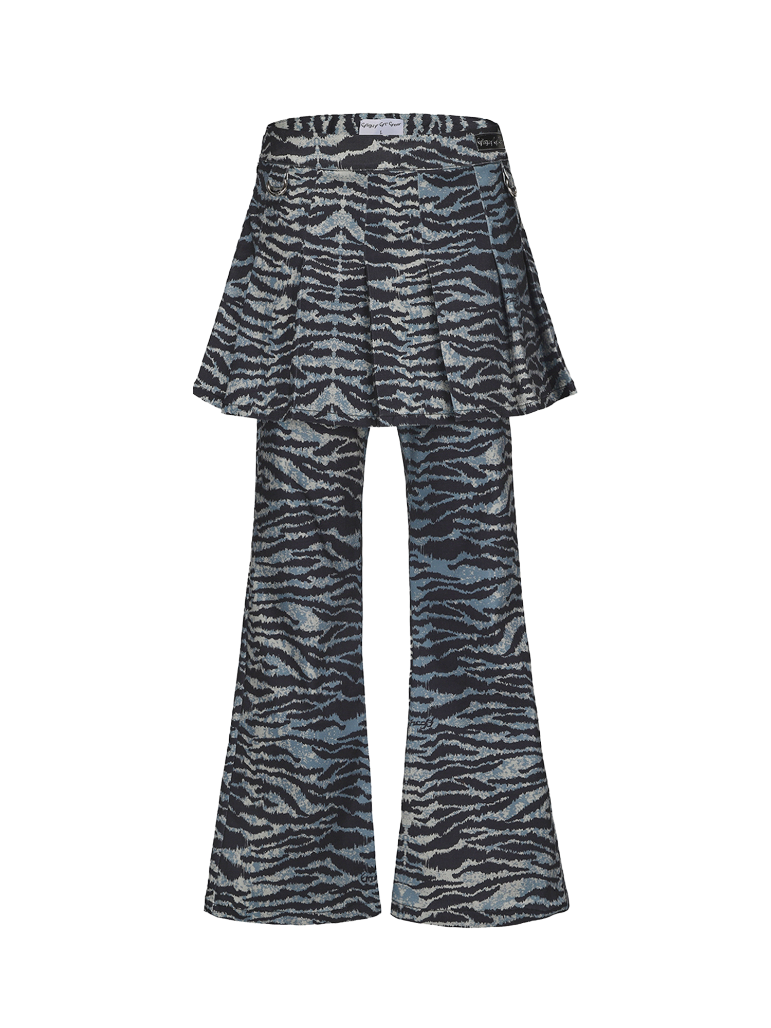 CYCYCY Punk Tiger-Stripe Detachable Pleated Flared Pants-Pants-XXS / 27"-Free Shipping Leatheretro