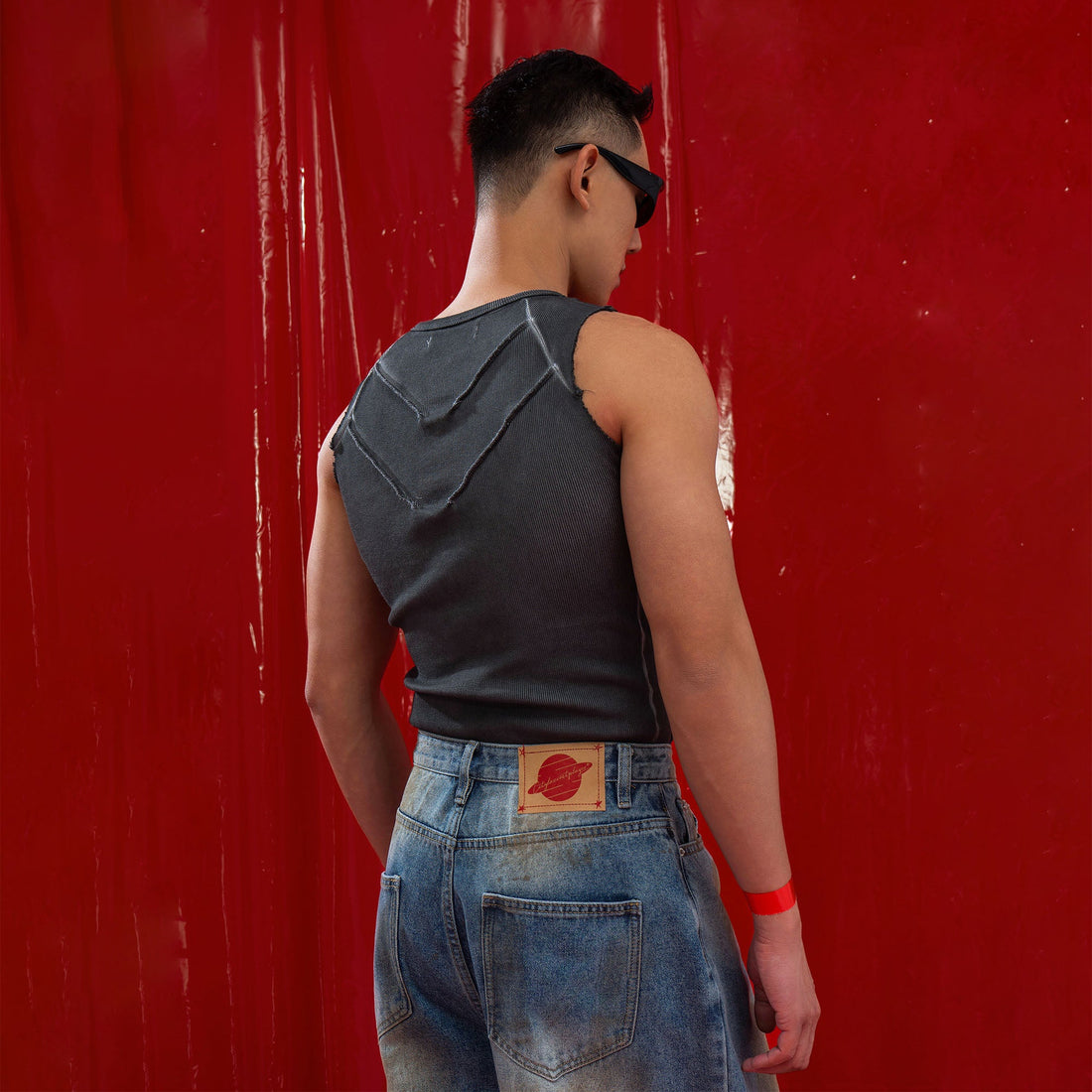 CLP Ribbed Frayed Hem Slim Vest-Vest-M-Free Shipping Leatheretro