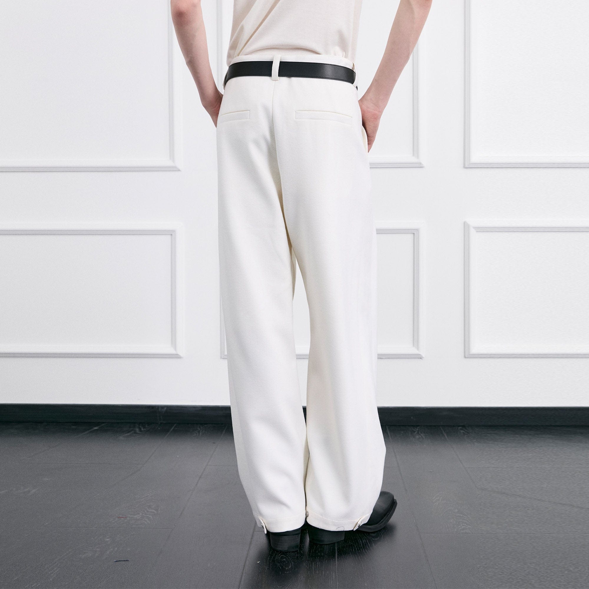 FACEONLAB Essential Wool-Blend Pleated Trousers-Pants-M-Free Shipping Leatheretro