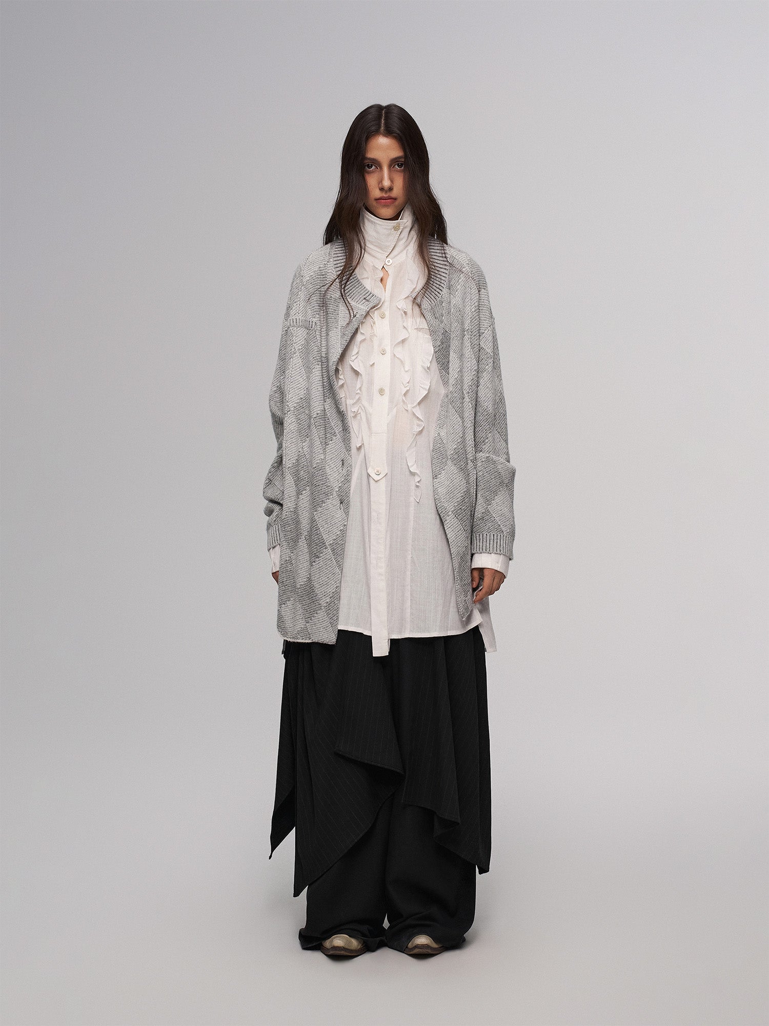 ILNya Nieternite Nifutur Sheer Ruffle Front Long Shirt-Jacket-S (0)(Preorder)-Free Shipping Leatheretro