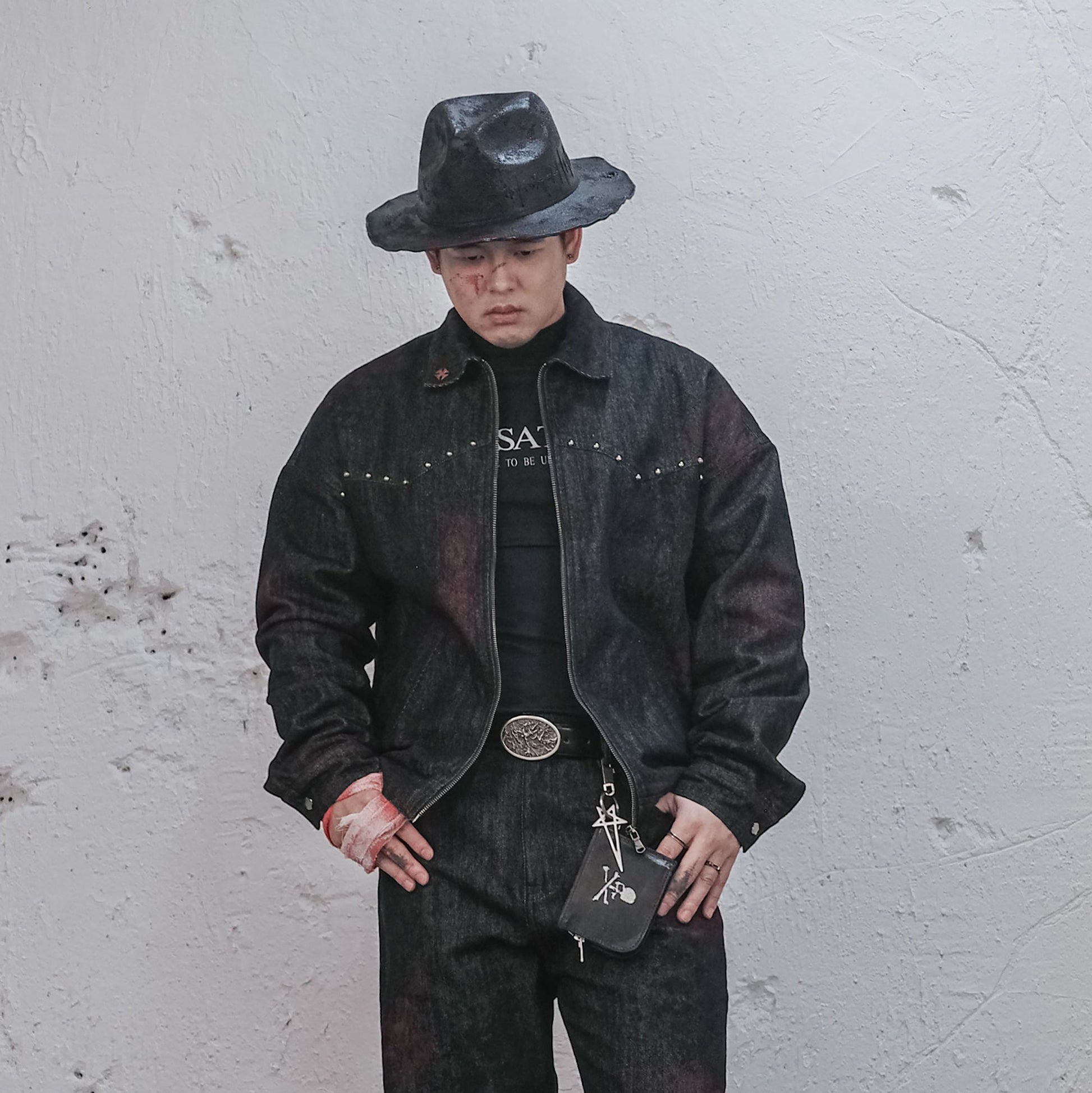 UNDERWATER Bloodstained Raw Denim Jacket-Jacket-S (Preorder)-Free Shipping Leatheretro