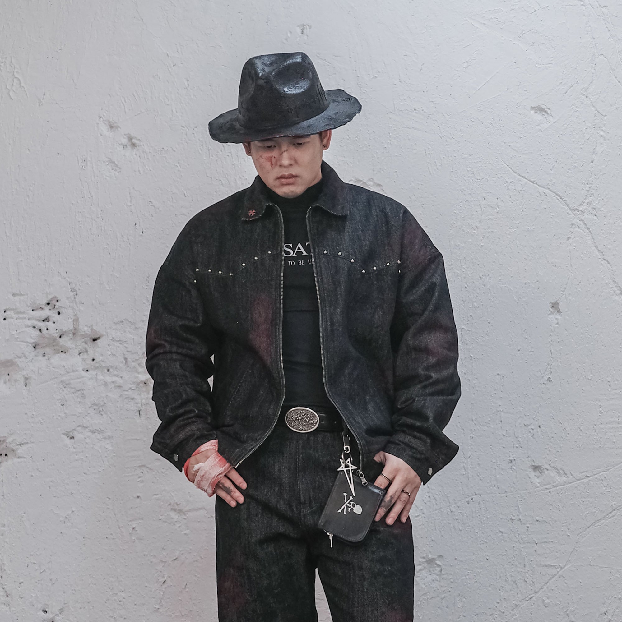 UNDERWATER Bloodstained Raw Denim Jacket-Jacket-S (Preorder)-Free Shipping Leatheretro
