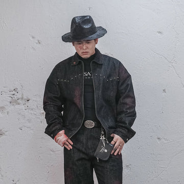 UNDERWATER Bloodstained Raw Denim Jacket-Jacket-S (Preorder)-Free Shipping Leatheretro