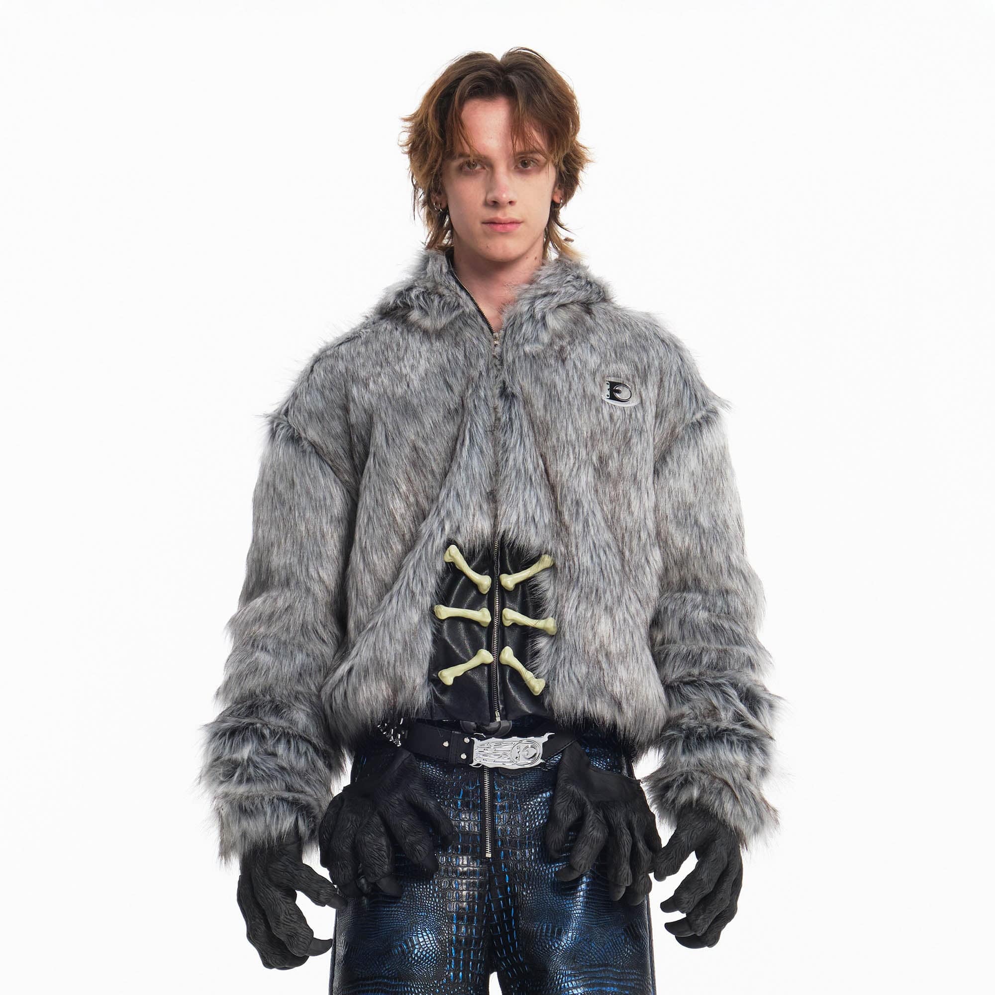 EMBRYO Detachable Beast Claw Faux Fur Hooded Jacket-Jacket-One Size-Free Shipping Leatheretro