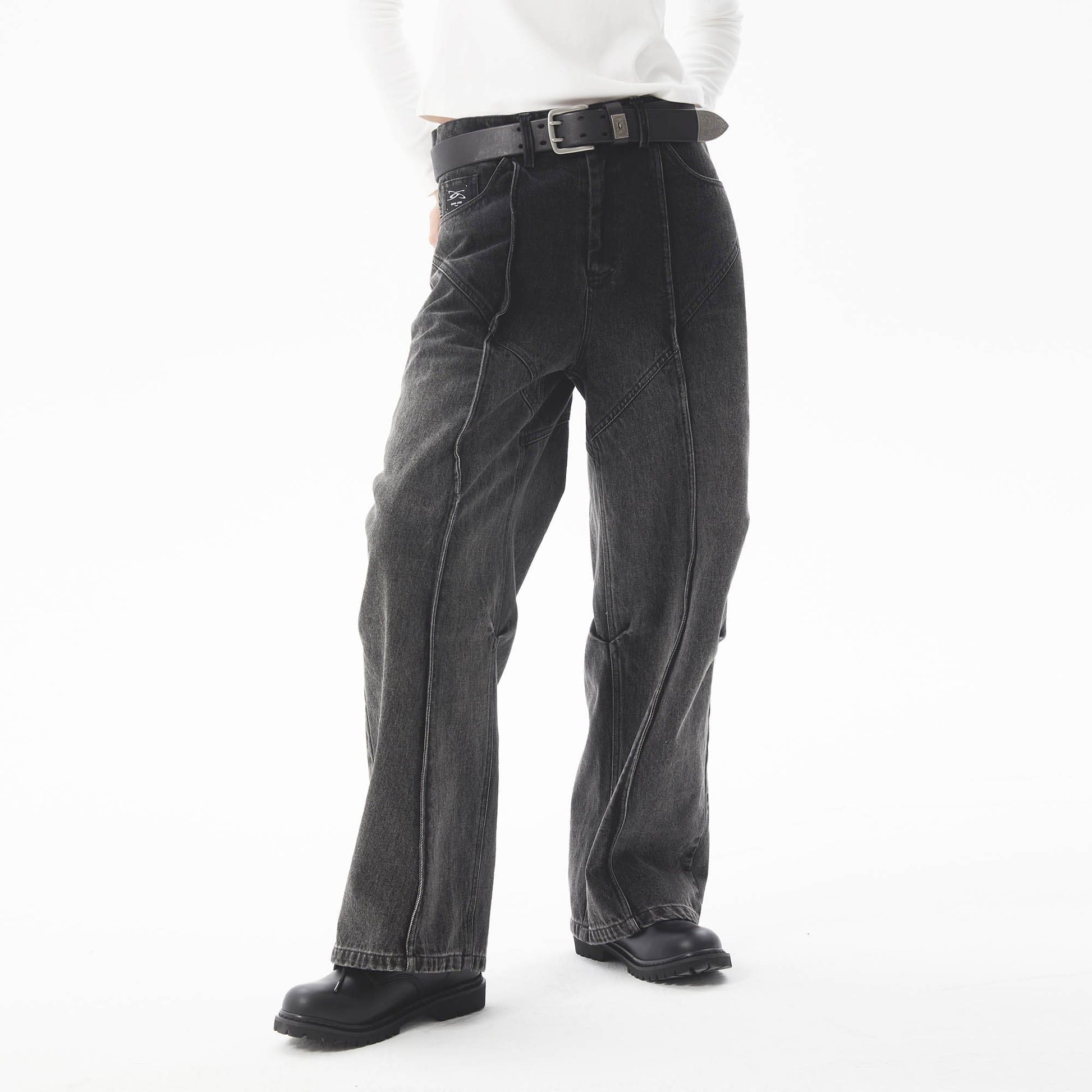 ERROR CODE ROBOT Middle Spliced Faded Jeans-Jeans-S-Free Shipping Leatheretro