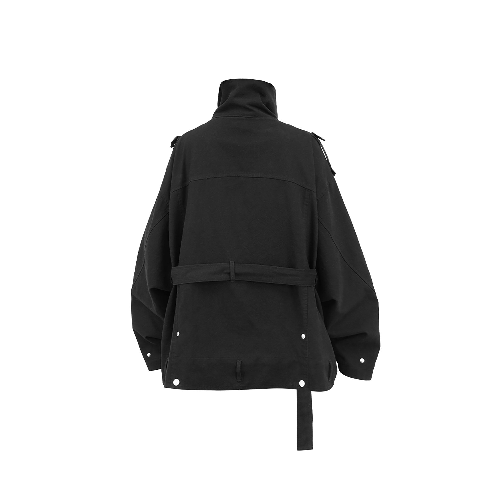 RELABEL Retro Multi-Pocket Snap-Hem Convertible Jacket Black-Jacket-XS-Free Shipping Leatheretro