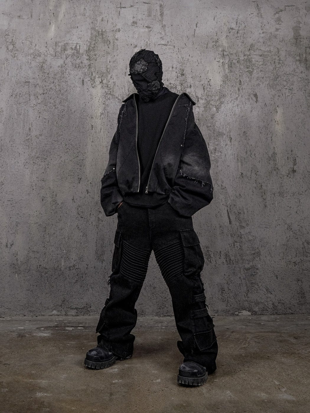 UNDERWATER Raw-Edge Spliced Rivet Jacket-Jacket-S-Free Shipping Leatheretro