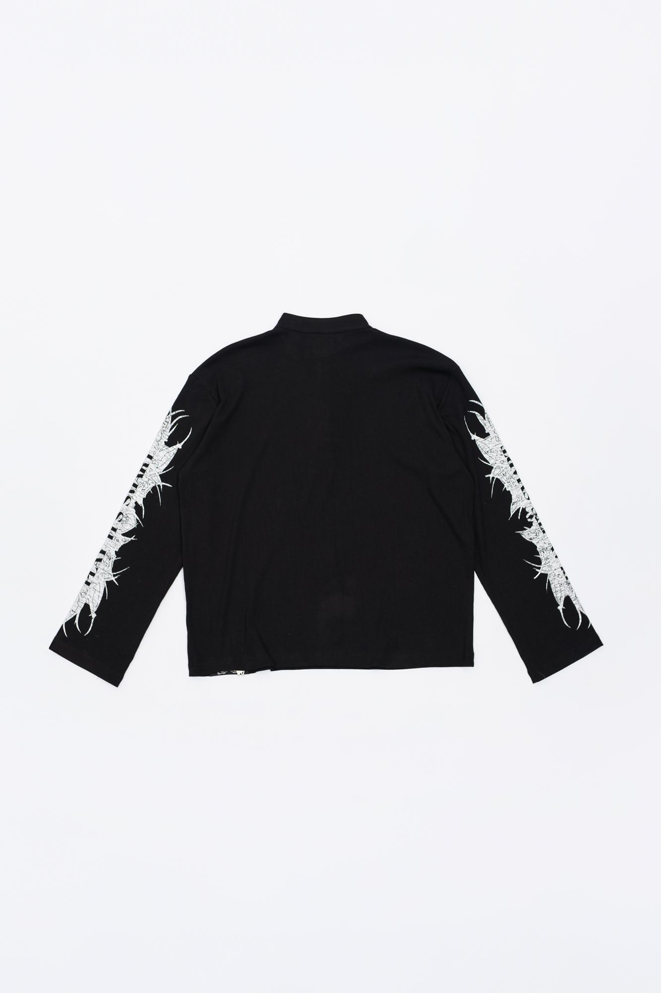 FVVO Ribbed Printed Henley Long Sleeve-L/S Tee-S-White-Free Shipping Leatheretro