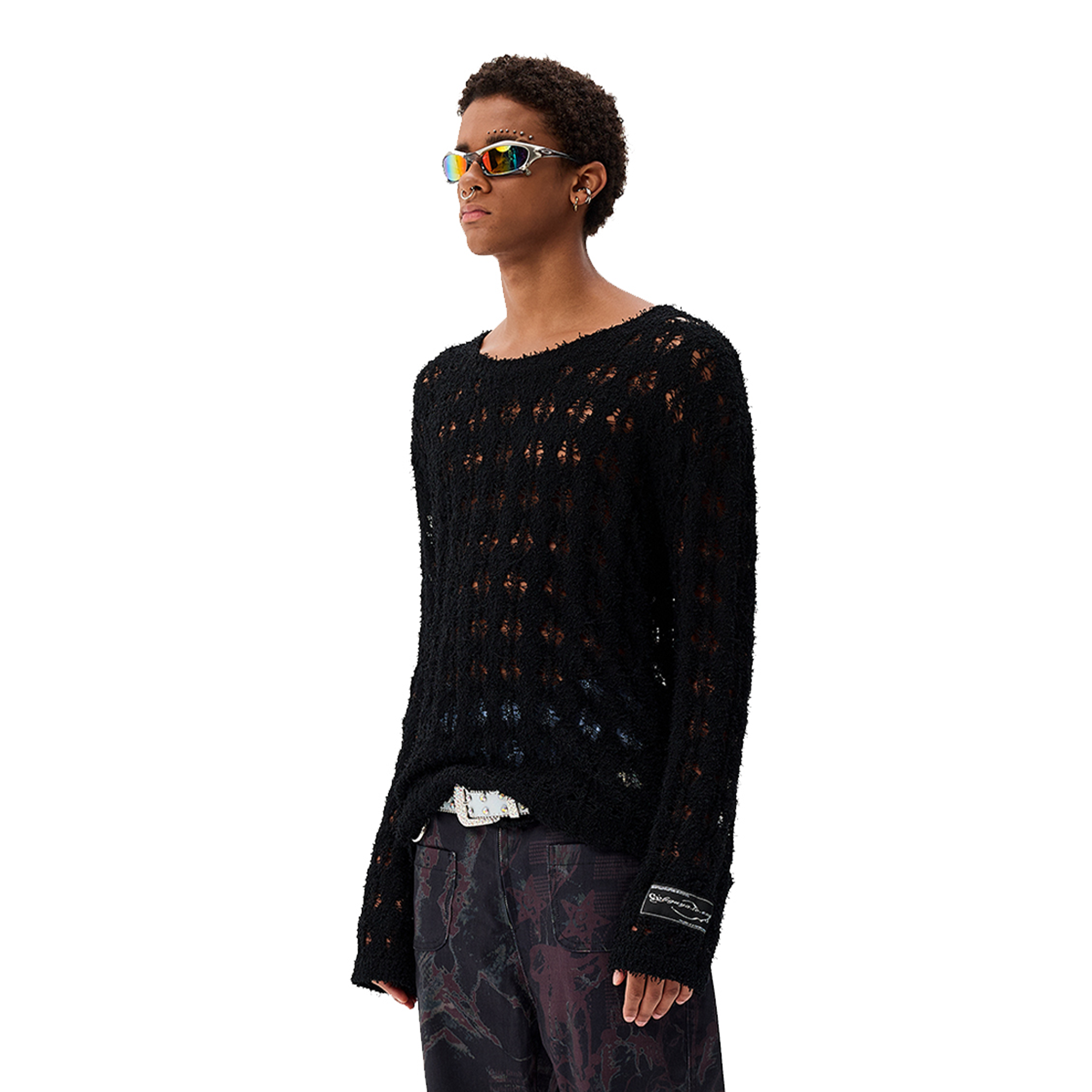 CYCYCY Punk Open-Knit Distressed Sweater-Sweater-S-Black (Preorder)-Free Shipping Leatheretro