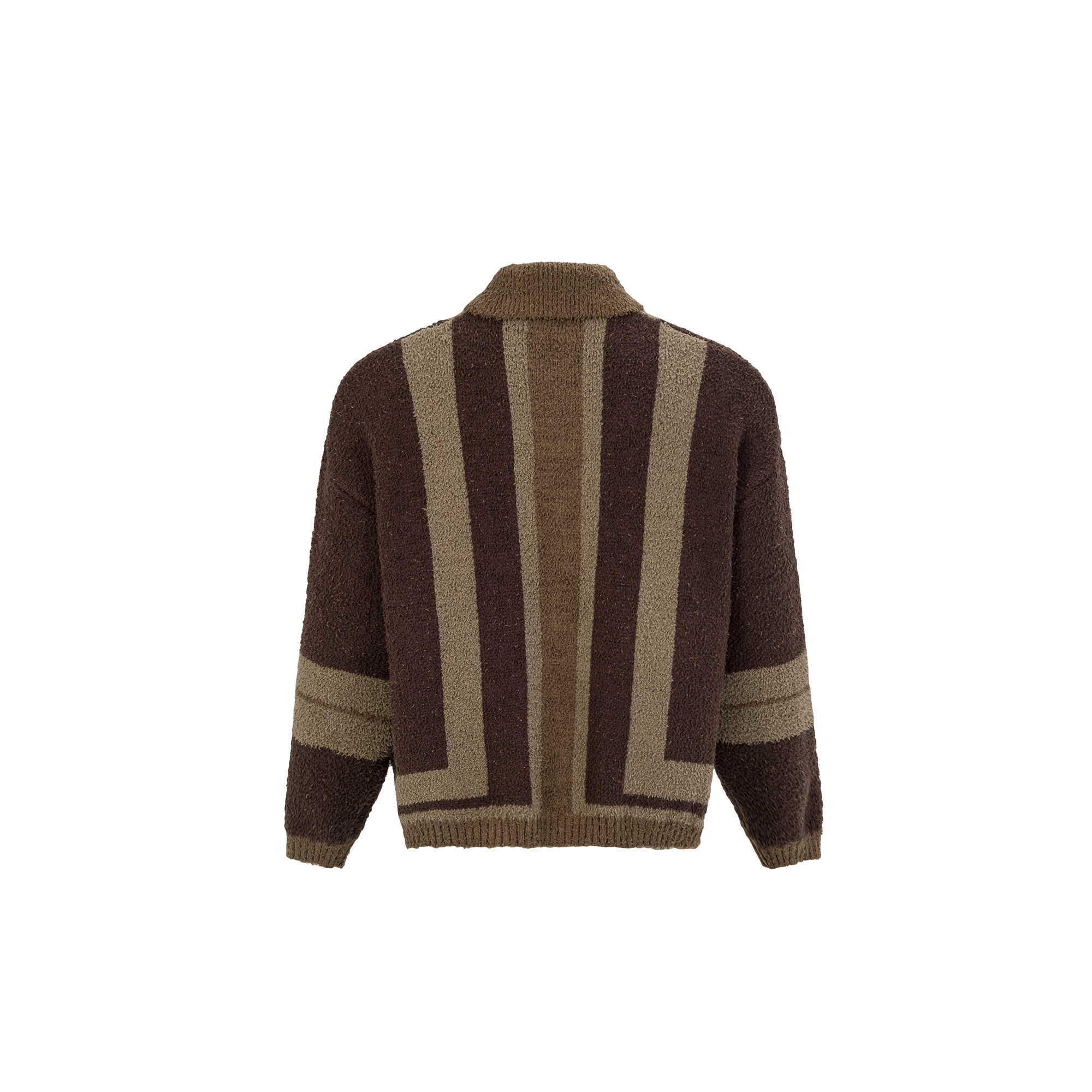OVDY Retro Contrast Stripe Collar Knit Cardigan-Jacket-S-White-Free Shipping Leatheretro
