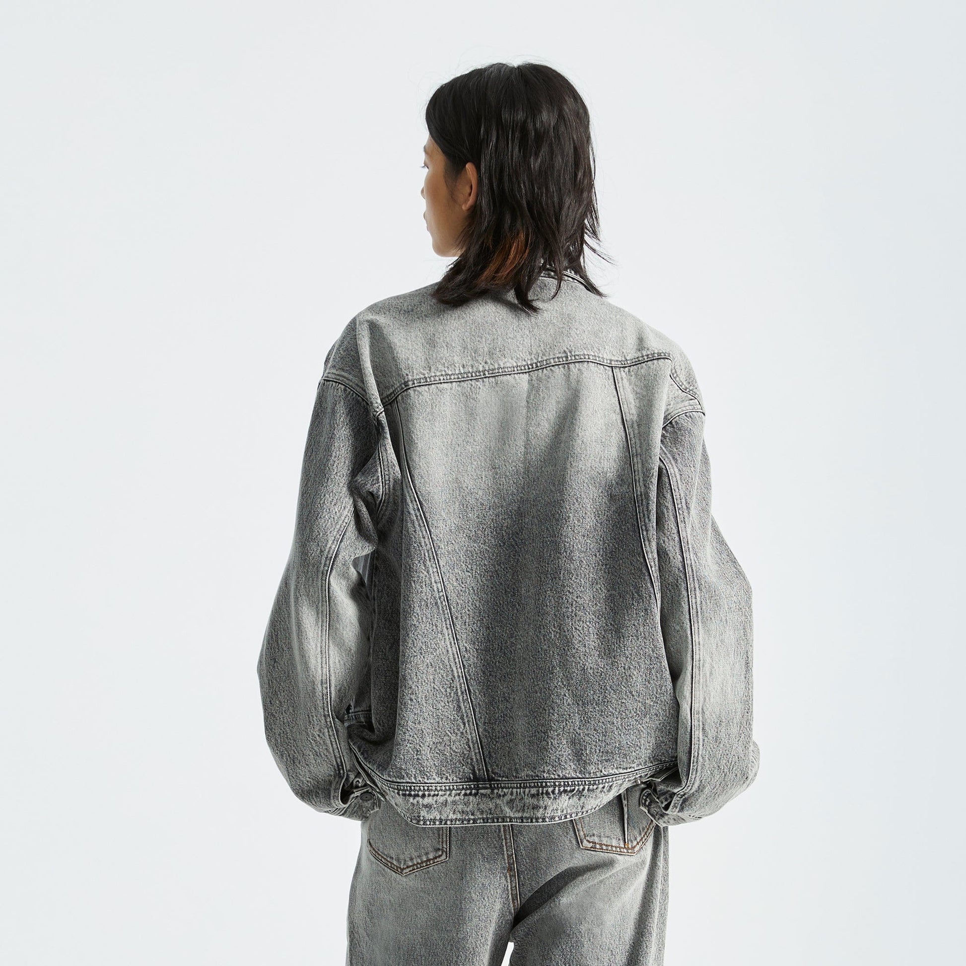 ORGANIC EMOTION Asymmetrical Washed Denim Jacket-Jacket-S-Black-Free Shipping Leatheretro