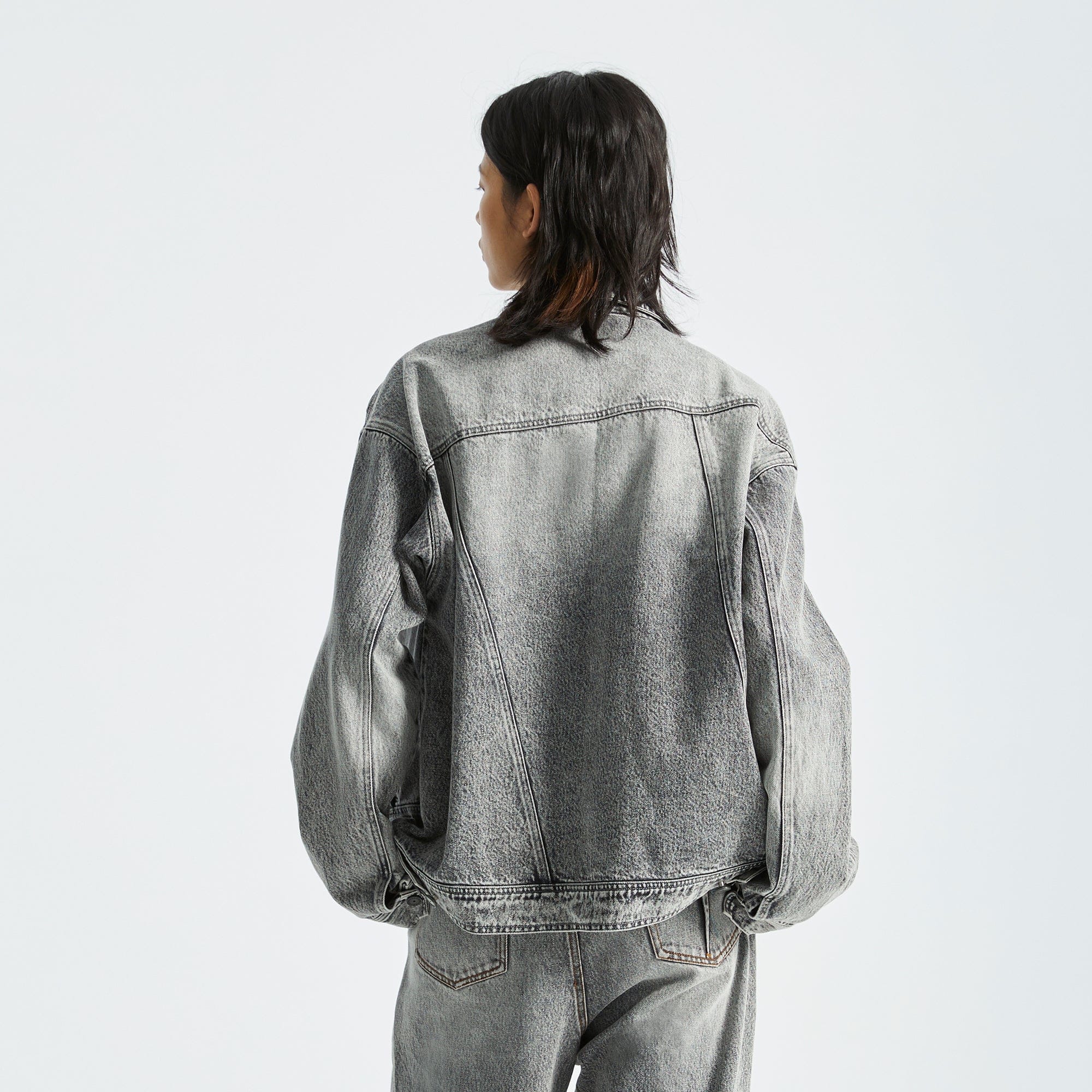 ORGANIC EMOTION Asymmetrical Washed Denim Jacket-Jacket-S-Black-Free Shipping Leatheretro
