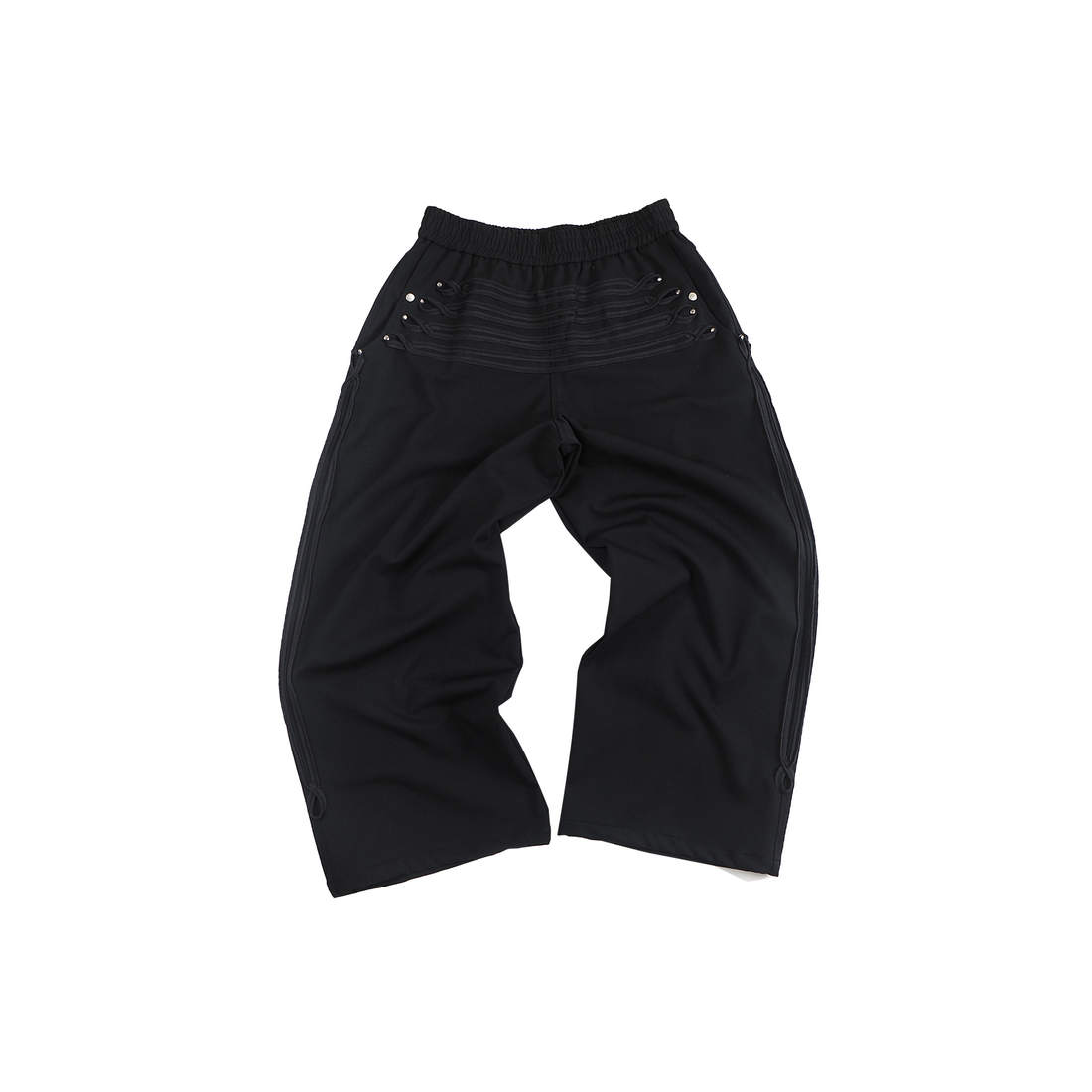 WHISTLEHUNTER Strap-Trim Tailored Trousers-Pants-S (Preorder)-Black-Free Shipping Leatheretro
