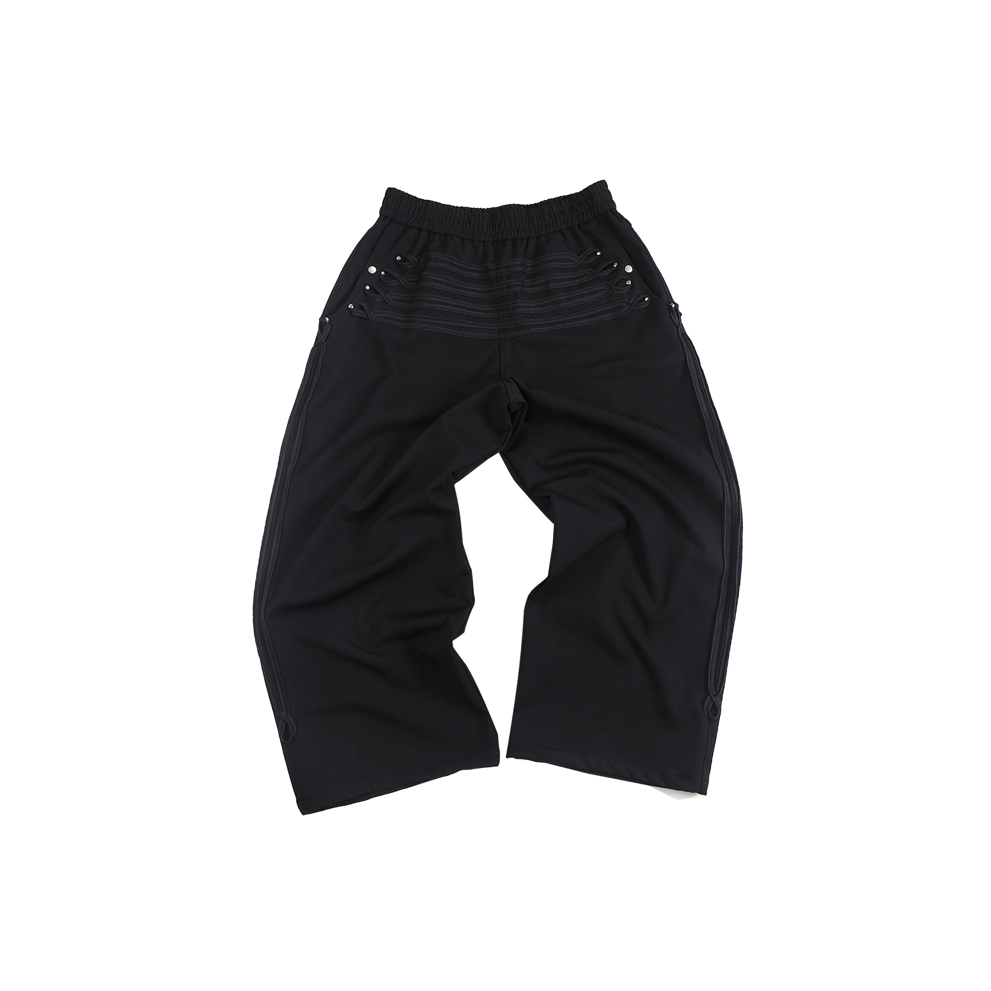 WHISTLEHUNTER Strap-Trim Tailored Trousers-Pants-S (Preorder)-Black-Free Shipping Leatheretro