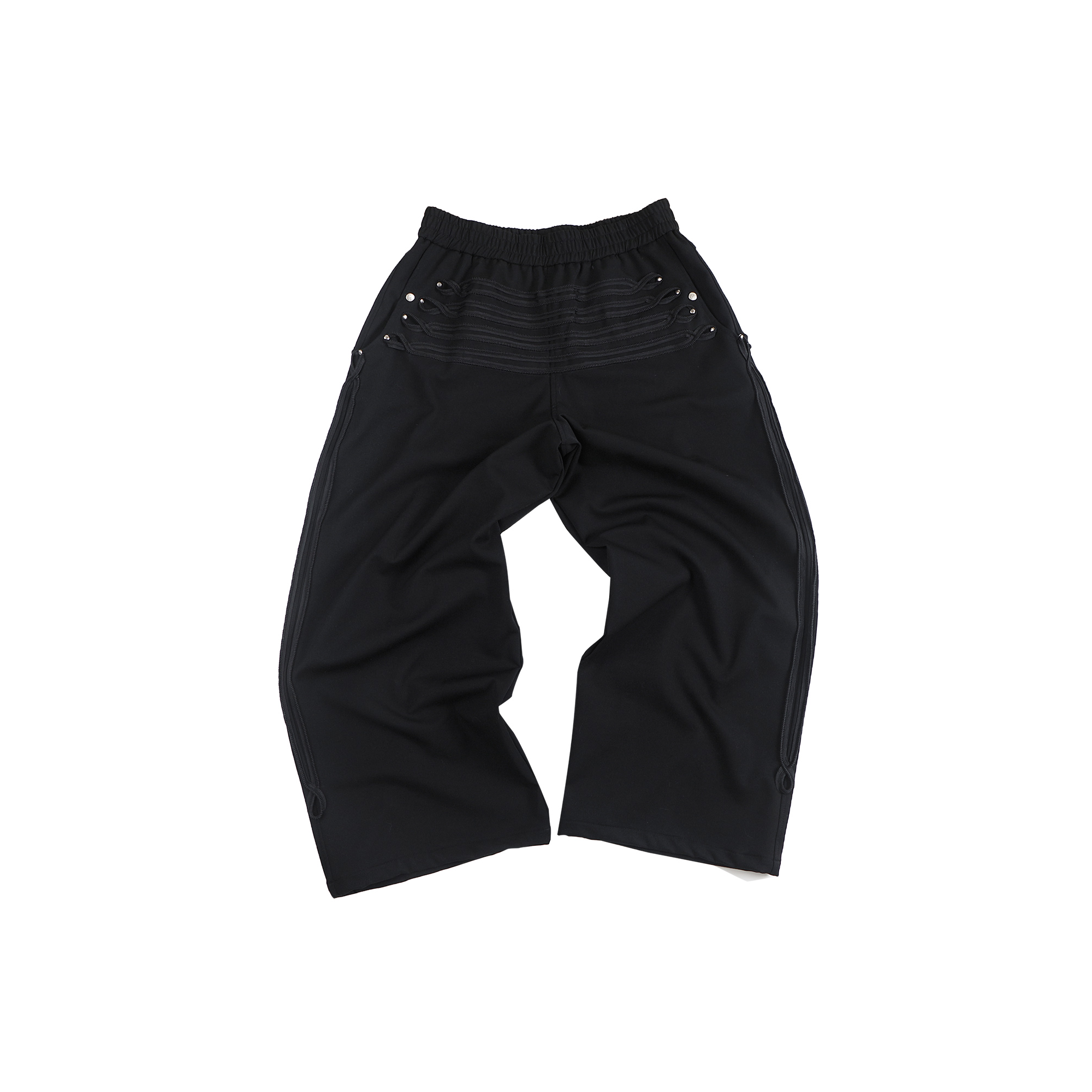 WHISTLEHUNTER Strap-Trim Tailored Trousers-Pants-S (Preorder)-Black-Free Shipping Leatheretro