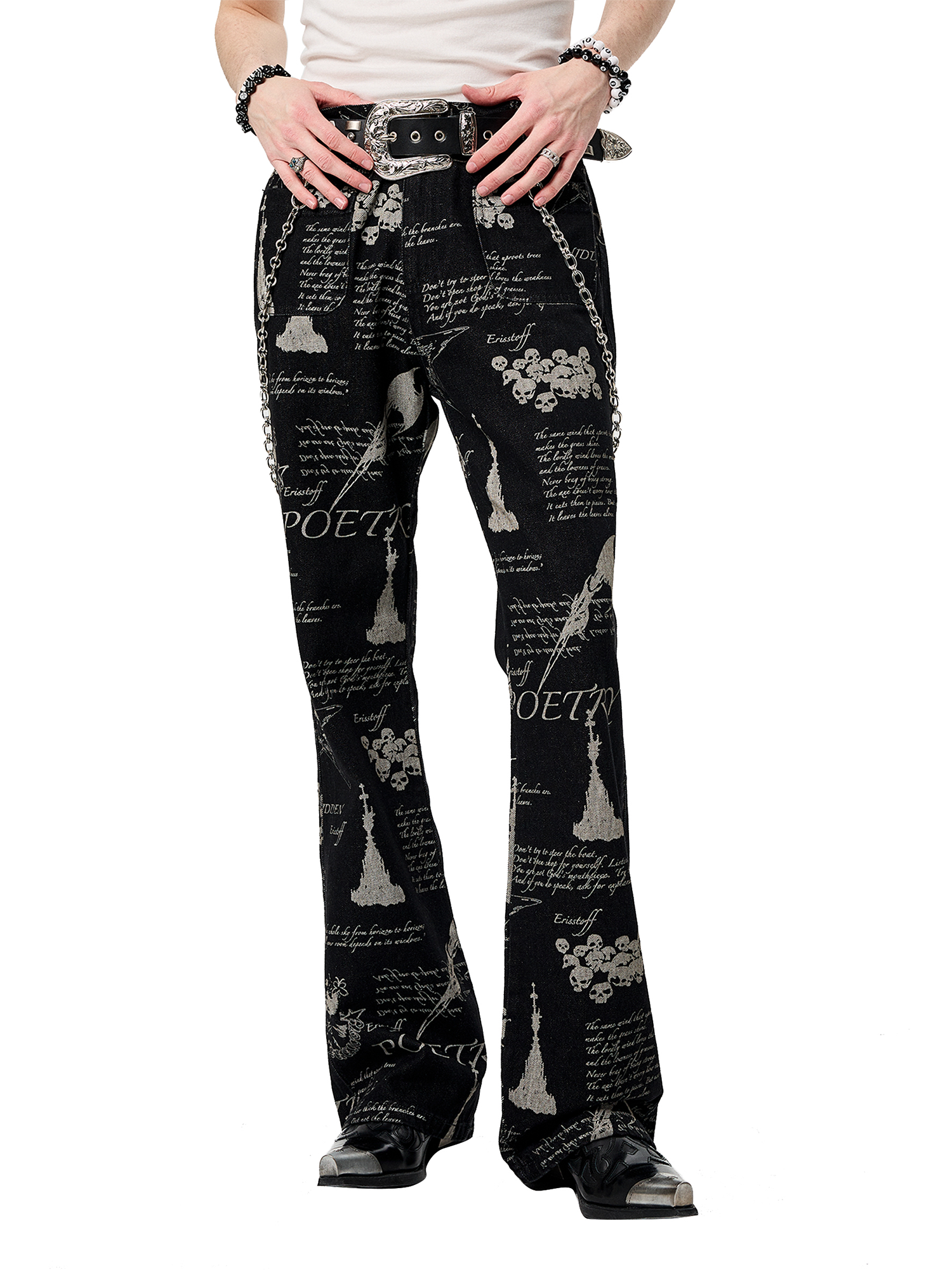 CYCYCY Punk Washed Graffiti Jeans-Jeans-XS / 28"-Free Shipping Leatheretro
