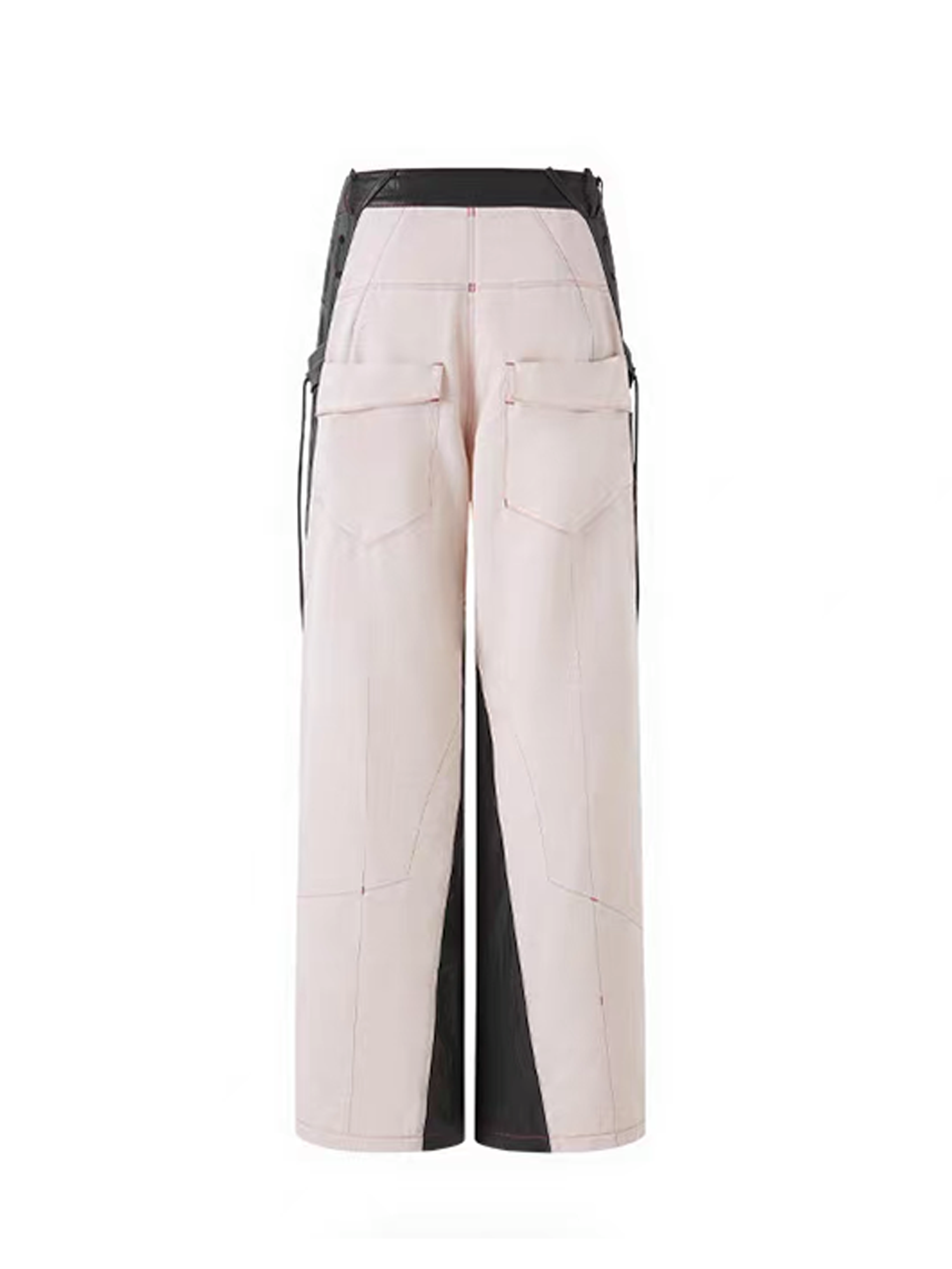 TIWILLTANG Contrast Stitch Paneled Wide-Leg Pants-Pants-S / 28-31”-Blue-Free Shipping Leatheretro