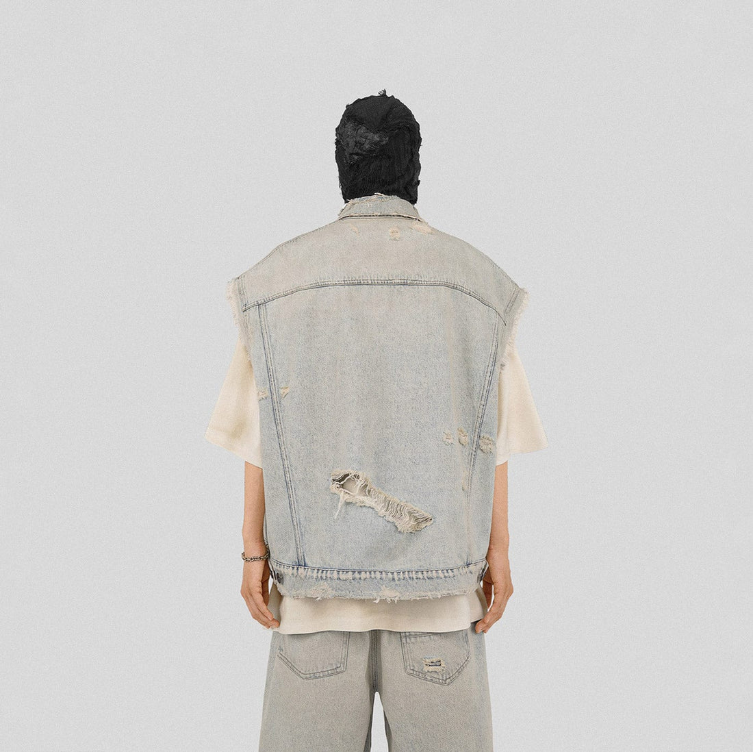 UNDERWATER Raw Edge Washed Denim Vest-Jacket-S-Free Shipping Leatheretro