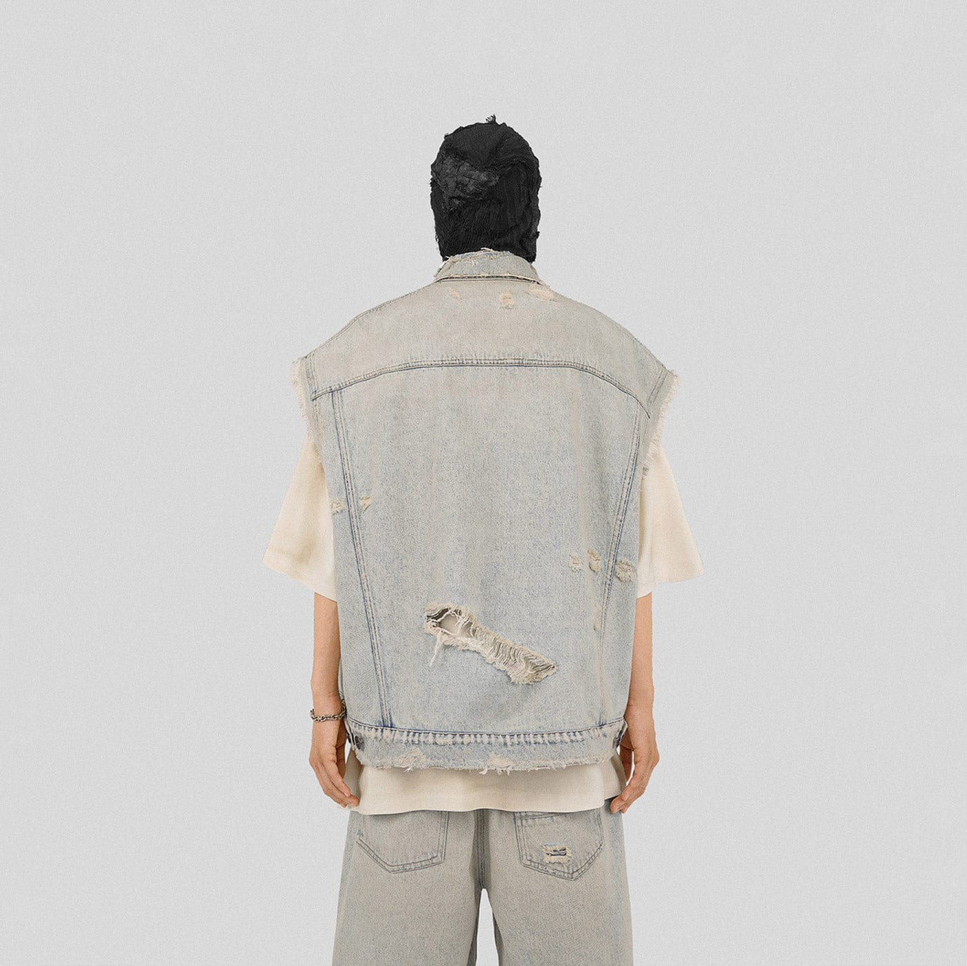 UNDERWATER Raw Edge Washed Denim Vest-Jacket-S-Free Shipping Leatheretro
