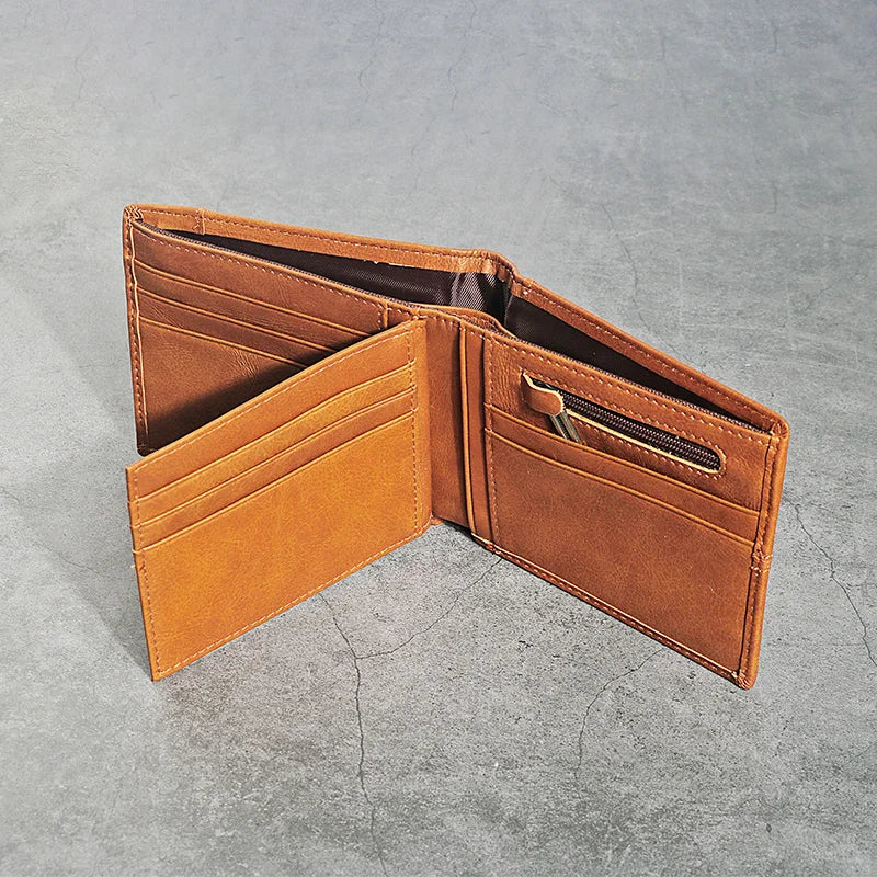 Handmade Genuine Leather Men's Wallet - Slim, Durable Purse-Wallets & Money Clips-Bronze-Free Shipping Leatheretro