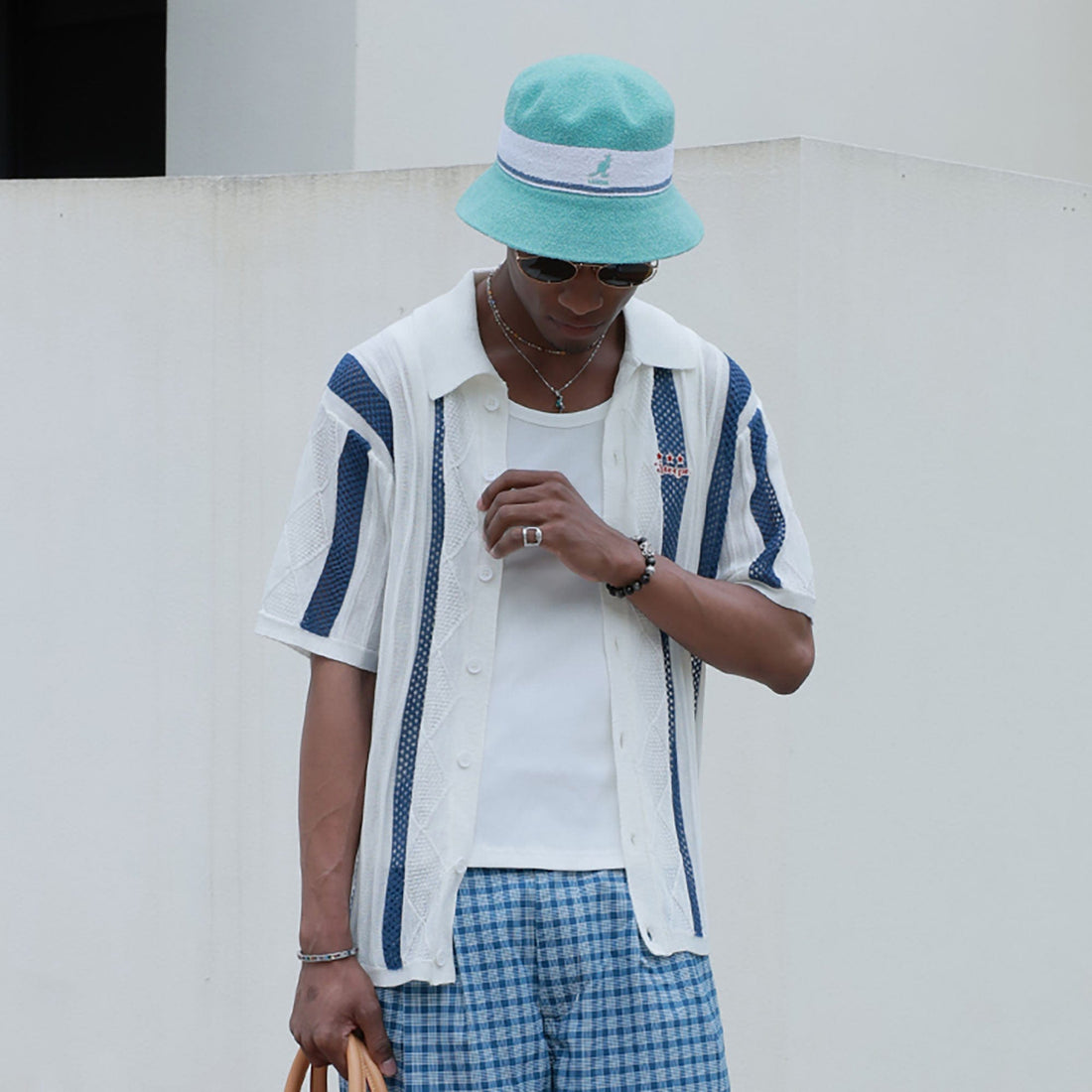 STEEPC No.96 Patchwork Striped Knit Half Shirt-Half shirt-S-Free Shipping Leatheretro