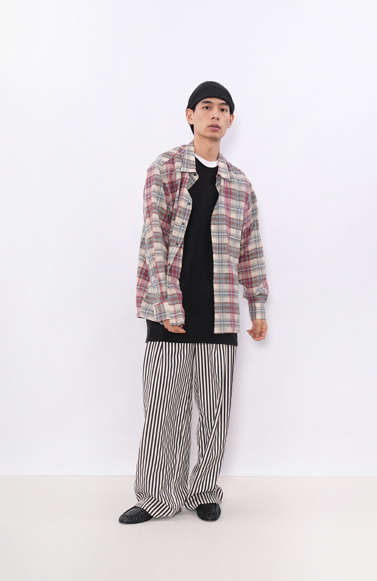 7440 37 1 Retro Contrast-Stripe Pleat Pants-Pants-S (Preorder)-Free Shipping Leatheretro