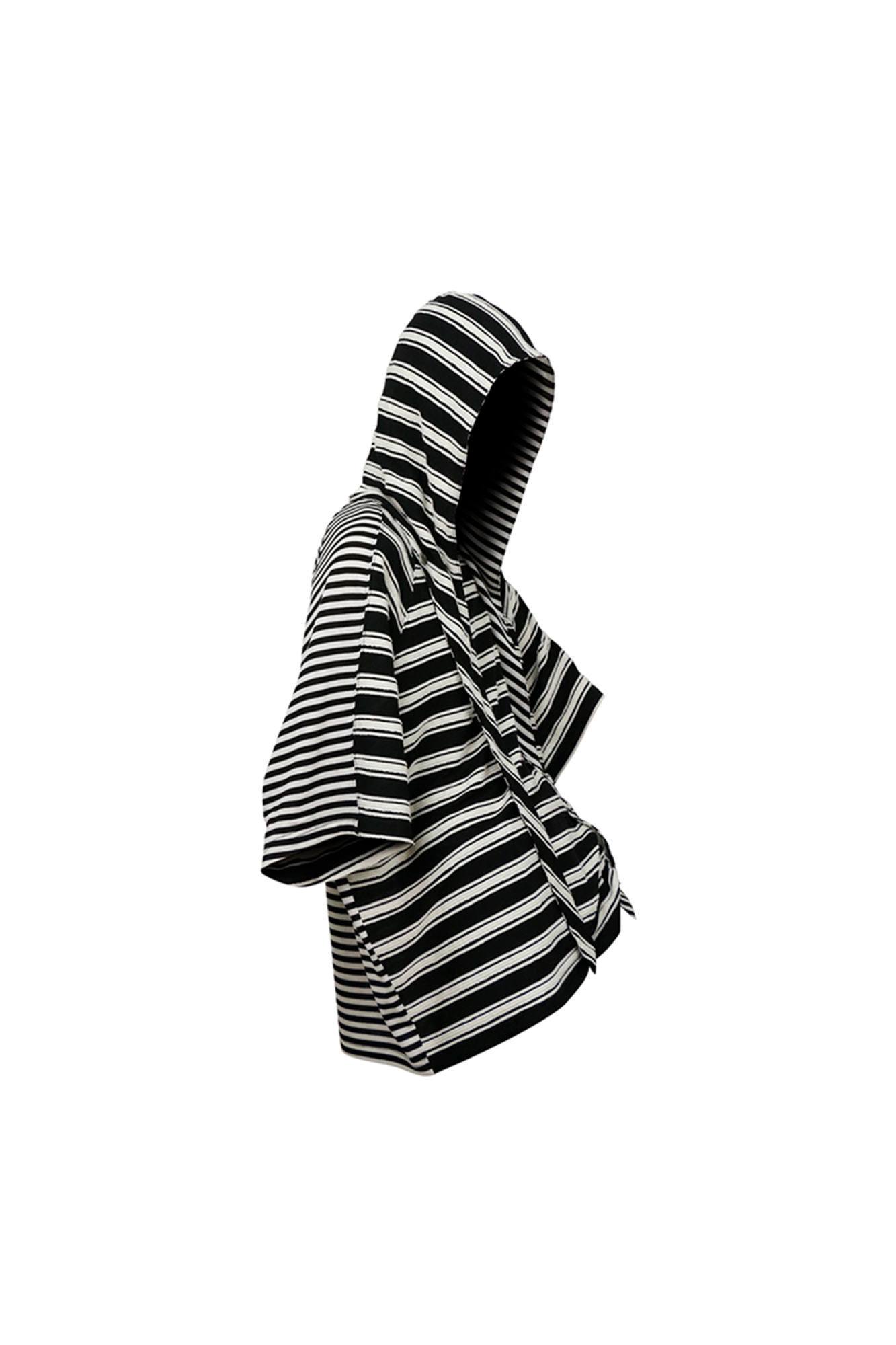 RELABEL Striped Wool-Blend Detachable Hood Tee-T Shirt-XS-Gray-Free Shipping Leatheretro