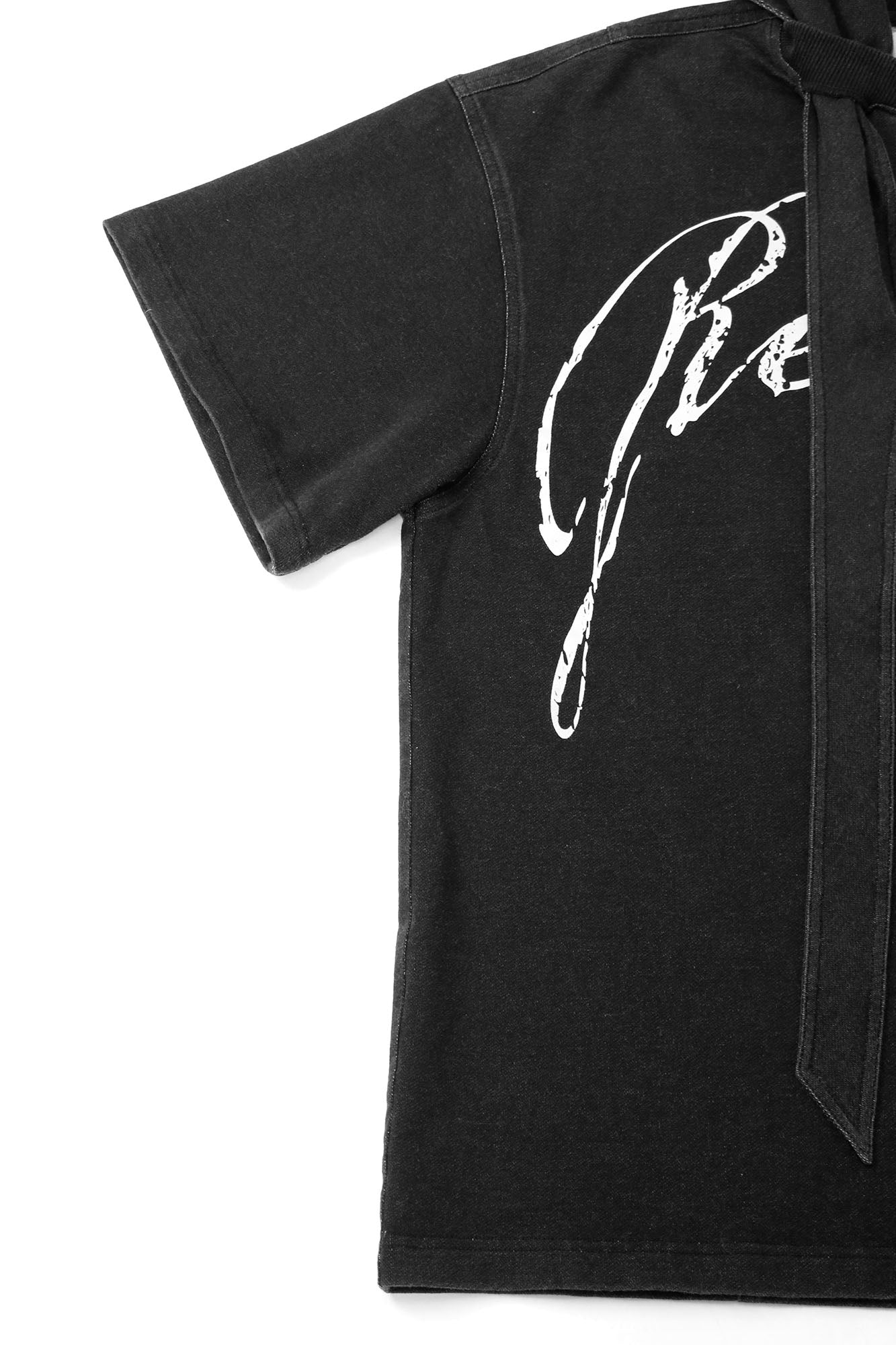 RELABEL Detachable Hood Washed Denim Tee-T Shirt-XS-Free Shipping Leatheretro