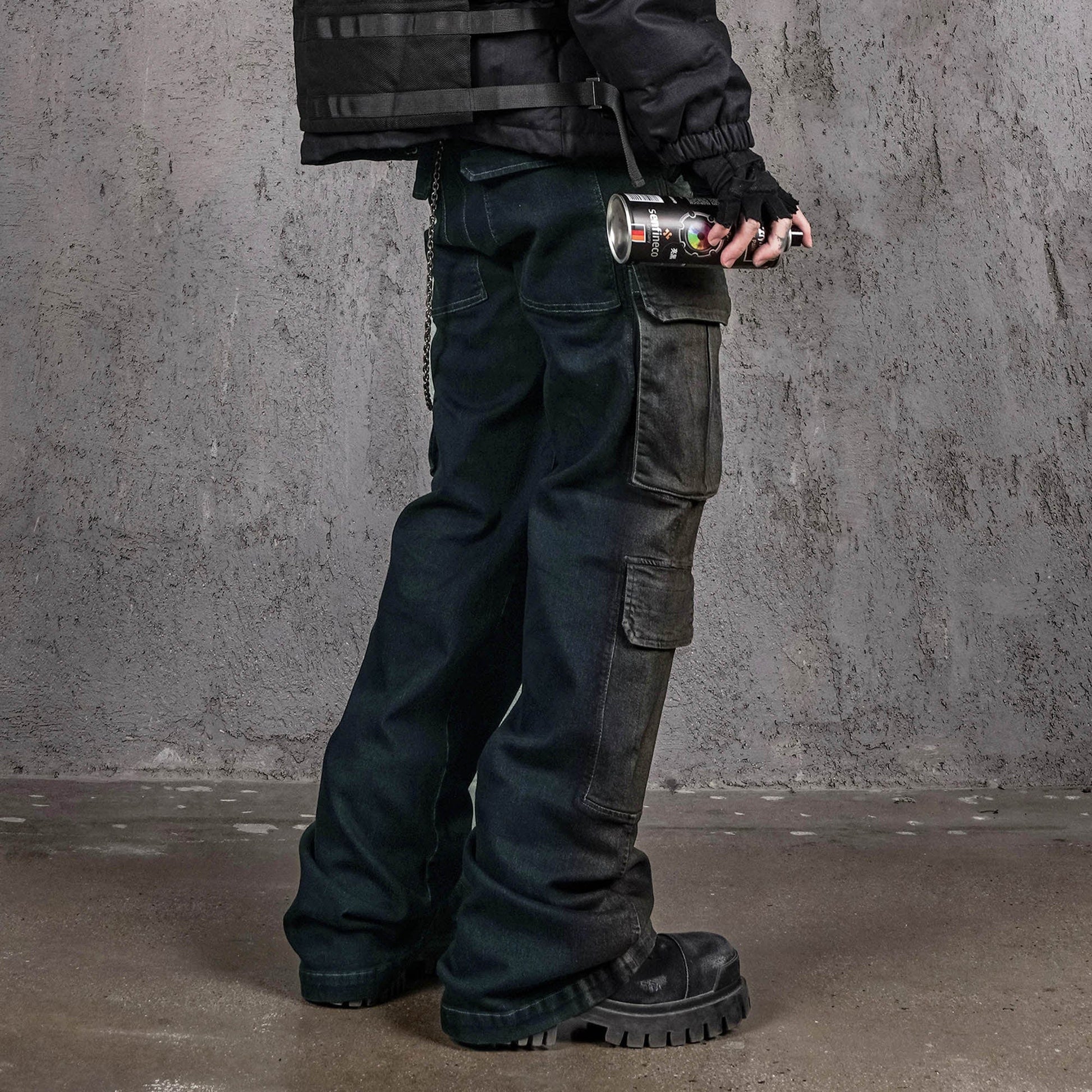 UNDERWATER Multi Pockets Gradient Jeans-Jeans-S-Free Shipping Leatheretro