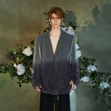 JIECHI Stardust Sheer Gradient Overlay Blazer-Jacket-M (Preorder)-Free Shipping Leatheretro