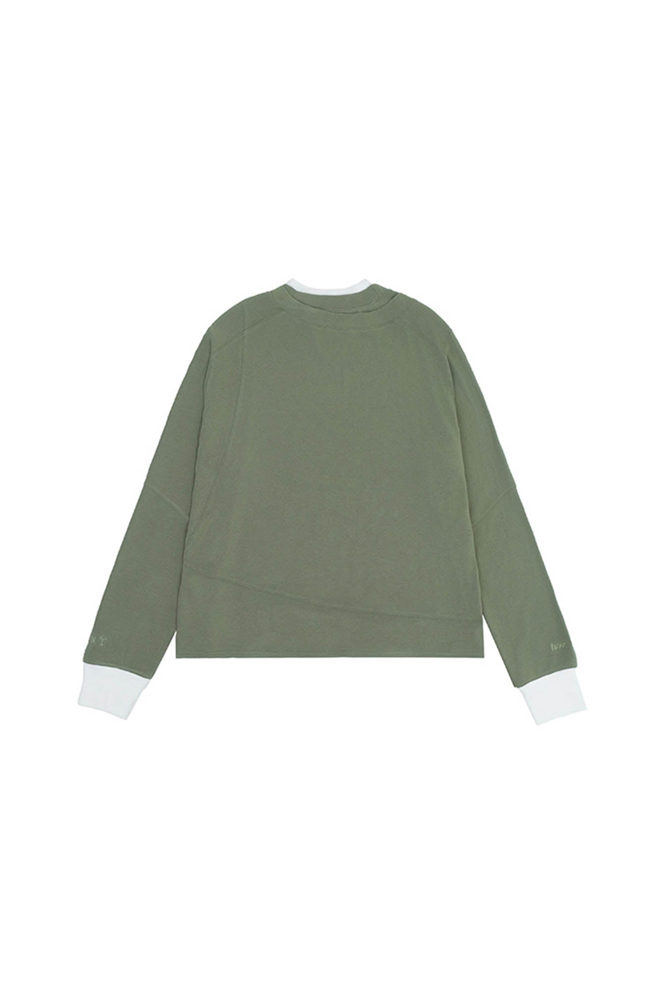 IN EXISTENCE Layered Asymmetrical Neck Embroidered Long-Sleeve Tee-L/S Tee-S-Black-Free Shipping Leatheretro