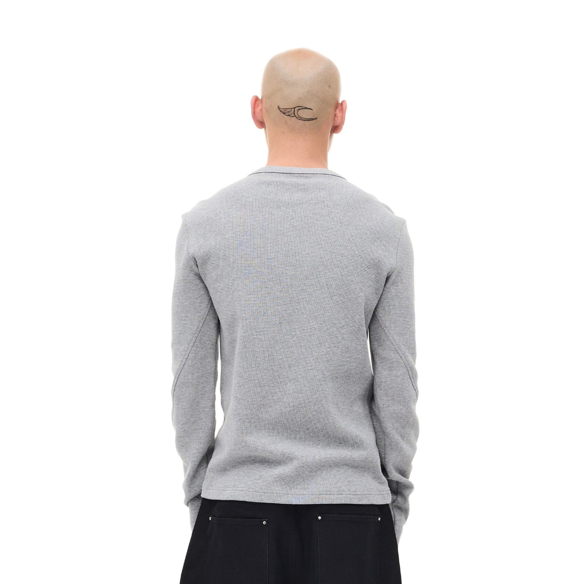 WHISTLEHUNTER Waffle-Knit Snap Henley Long-Sleeve Tee-L/S Tee-S-Gray-Free Shipping Leatheretro