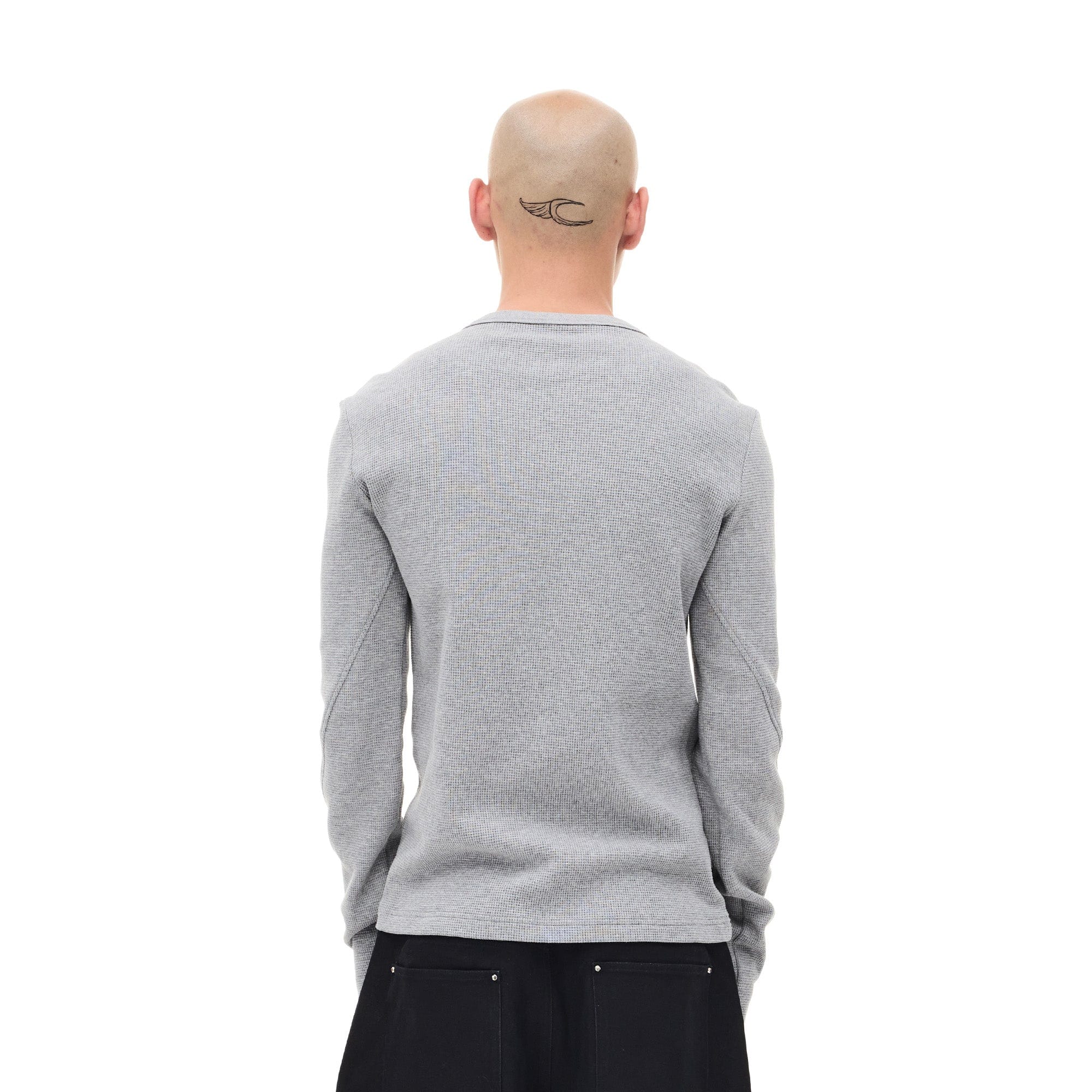 WHISTLEHUNTER Waffle-Knit Snap Henley Long-Sleeve Tee-L/S Tee-S-Gray-Free Shipping Leatheretro