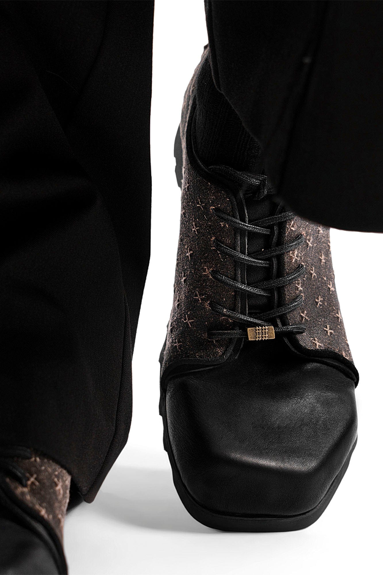 REWRITE Silk Panel Square-Toe Derby Shoes-Shoes-38.5-Free Shipping Leatheretro